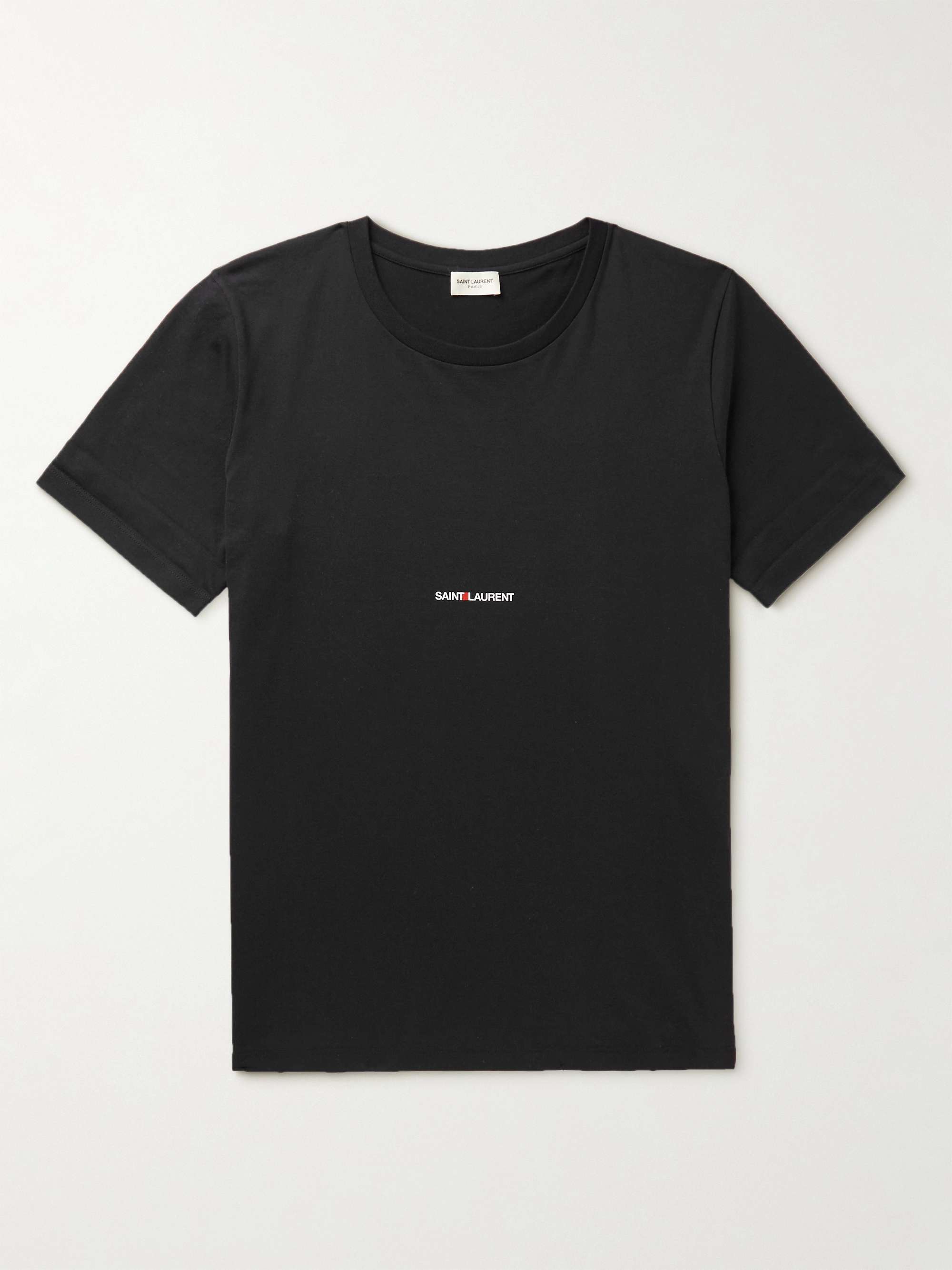 【美品】SAINT LAURENT Tシャツ ロゴ コットン ブラック