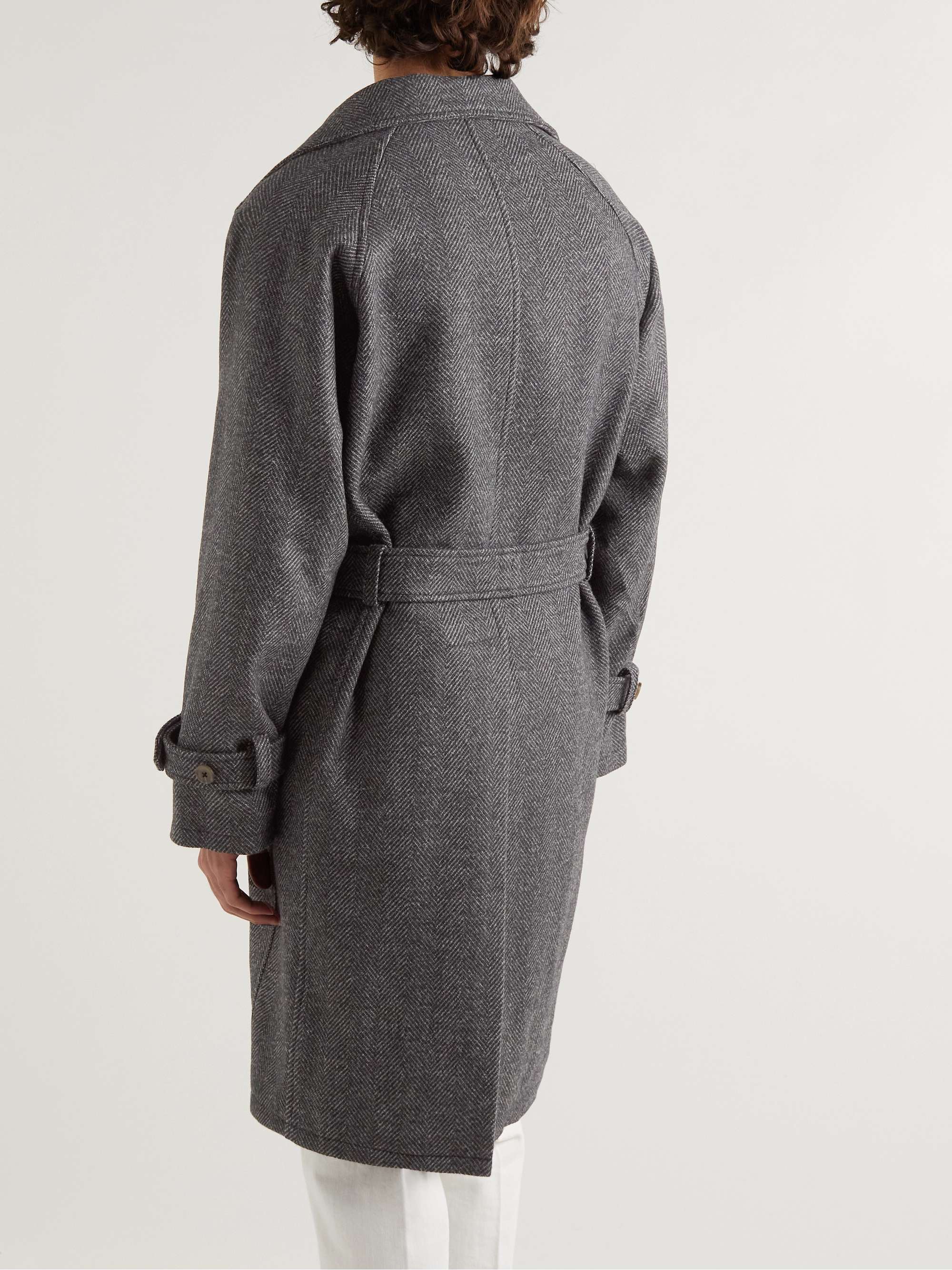STÒFFA Belted Herringbone Wool Coat
