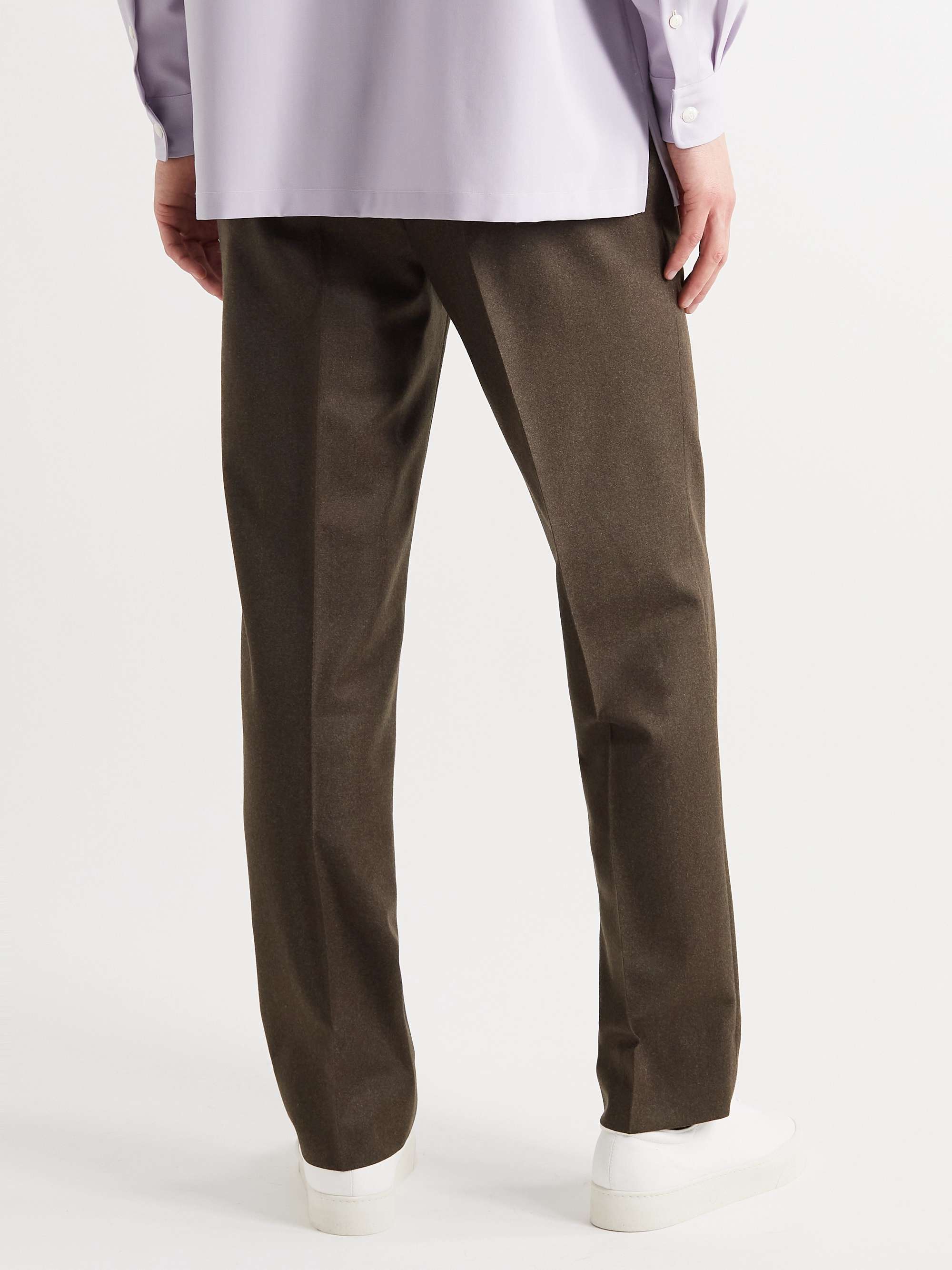 STÒFFA Straight-Leg Pleated Cotton-Flannel Trousers