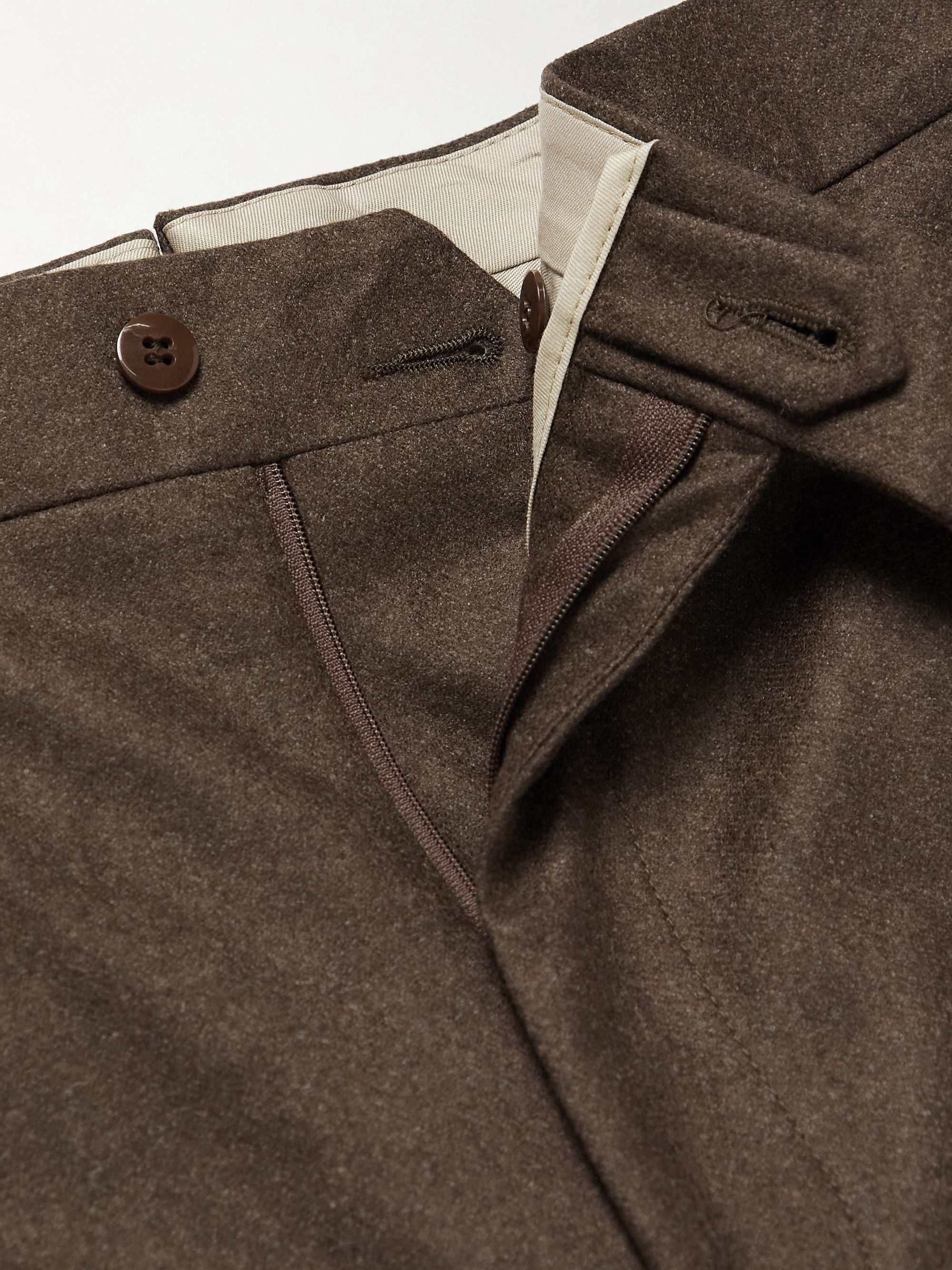 STÒFFA Straight-Leg Pleated Cotton-Flannel Trousers