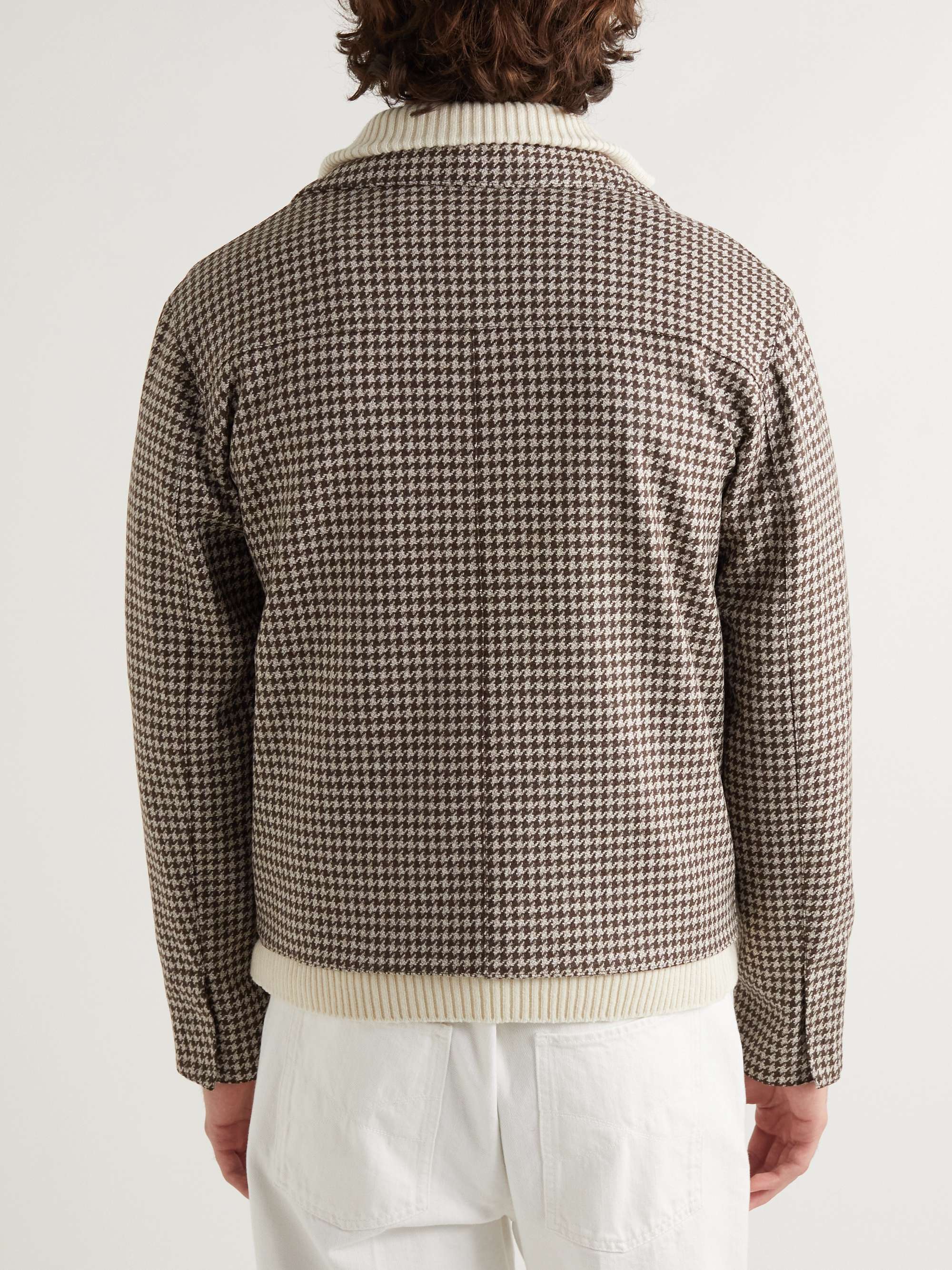 STÒFFA Cropped Houndstooth Wool Blouson Jacket