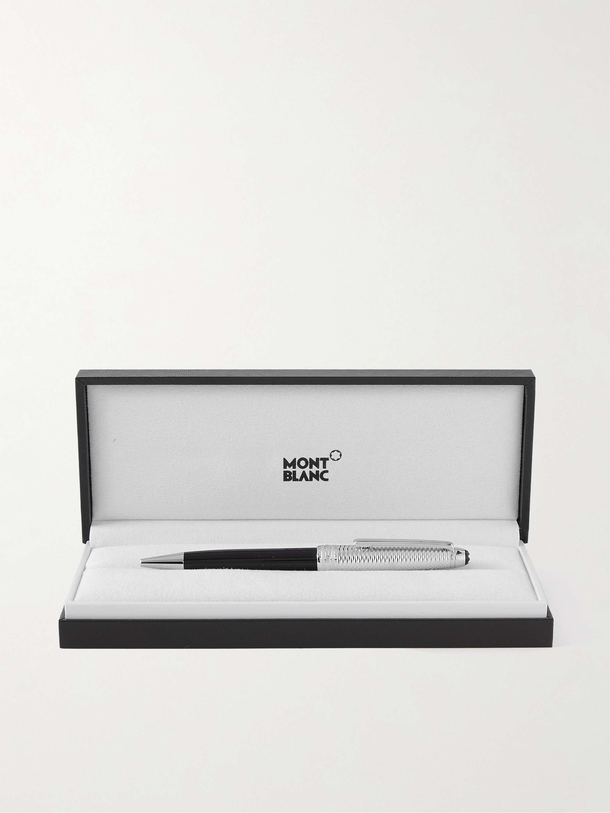 MONTBLANC Meisterstück Doué Geometry Classique Resin and Platinum-Plated Ballpoint Pen