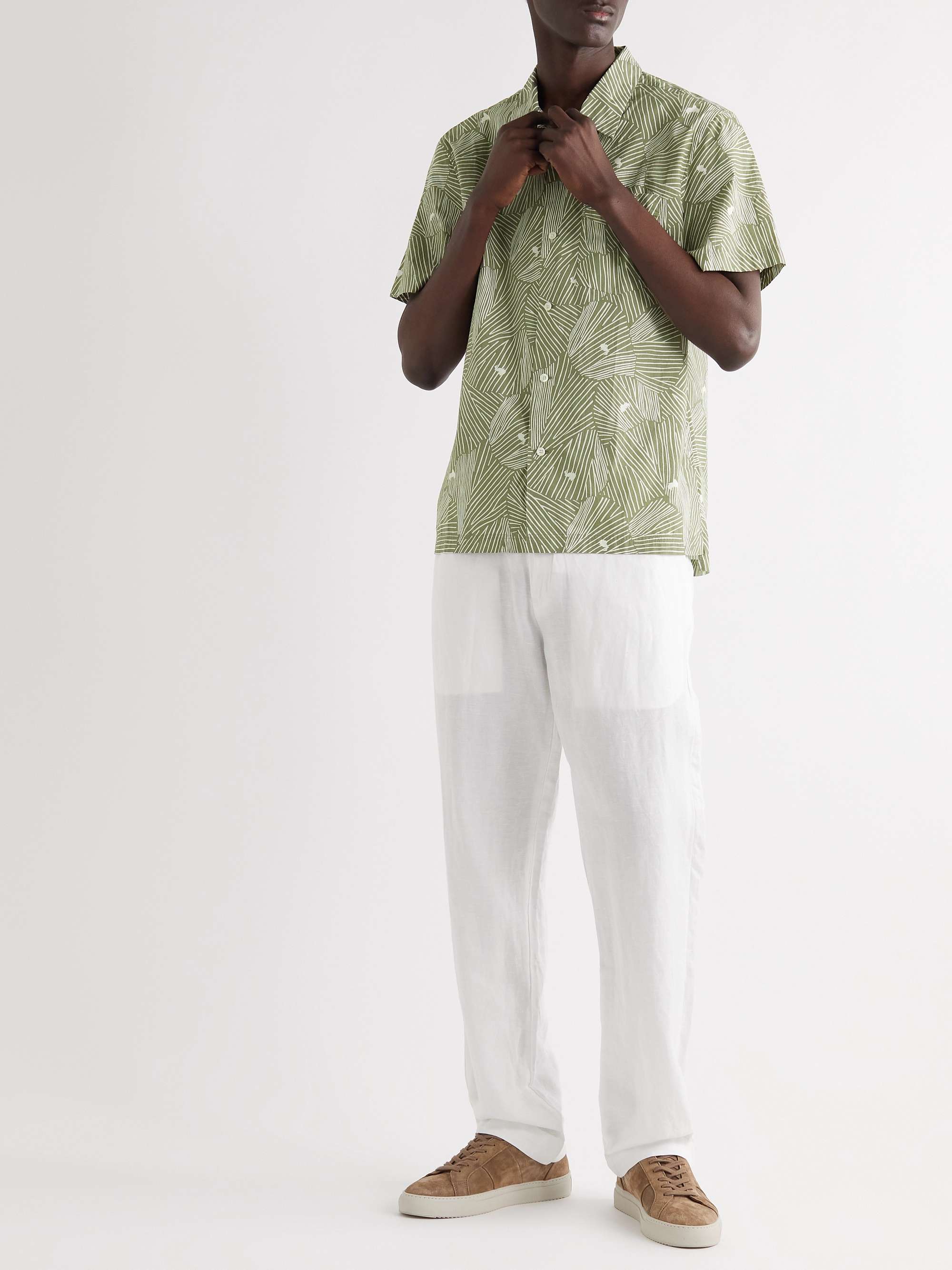 MR P. Convertible-Collar Printed Organic Cotton Shirt
