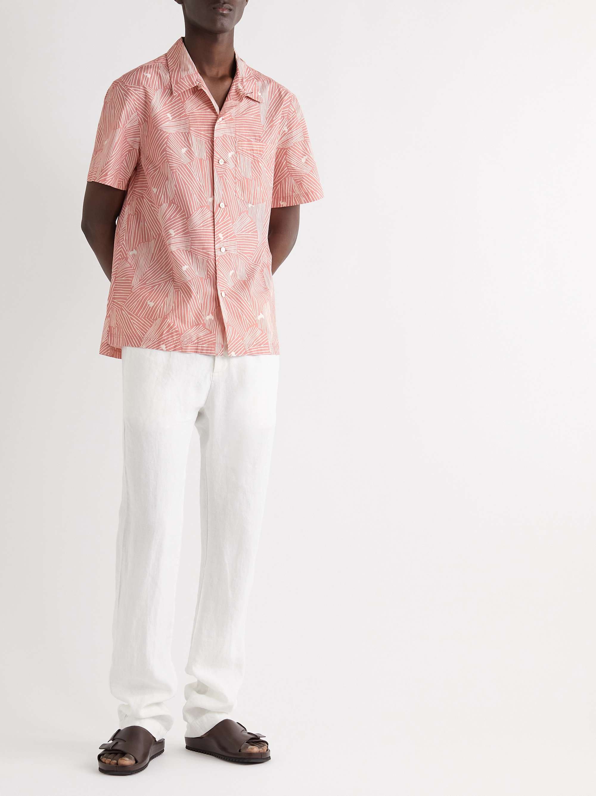 MR P. Convertible-Collar Printed Organic Cotton Shirt