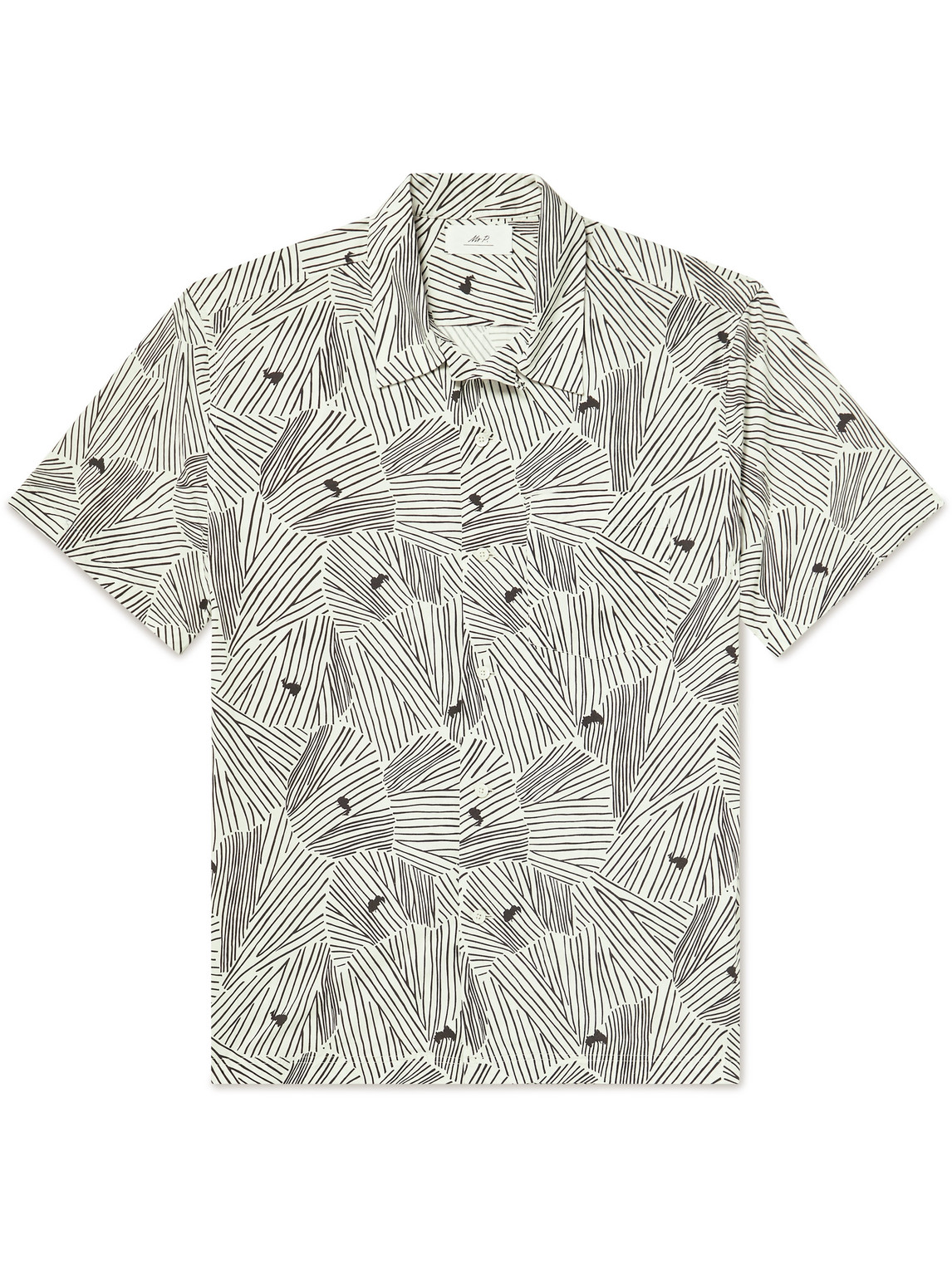 Convertible-Collar Printed Organic Cotton Shirt