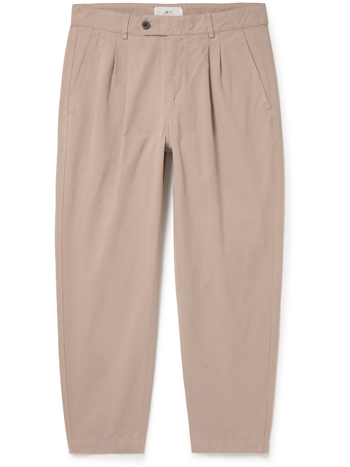 Mr P. Tapered Cropped Garment-dyed Organic Cotton-twill Trousers In Pink