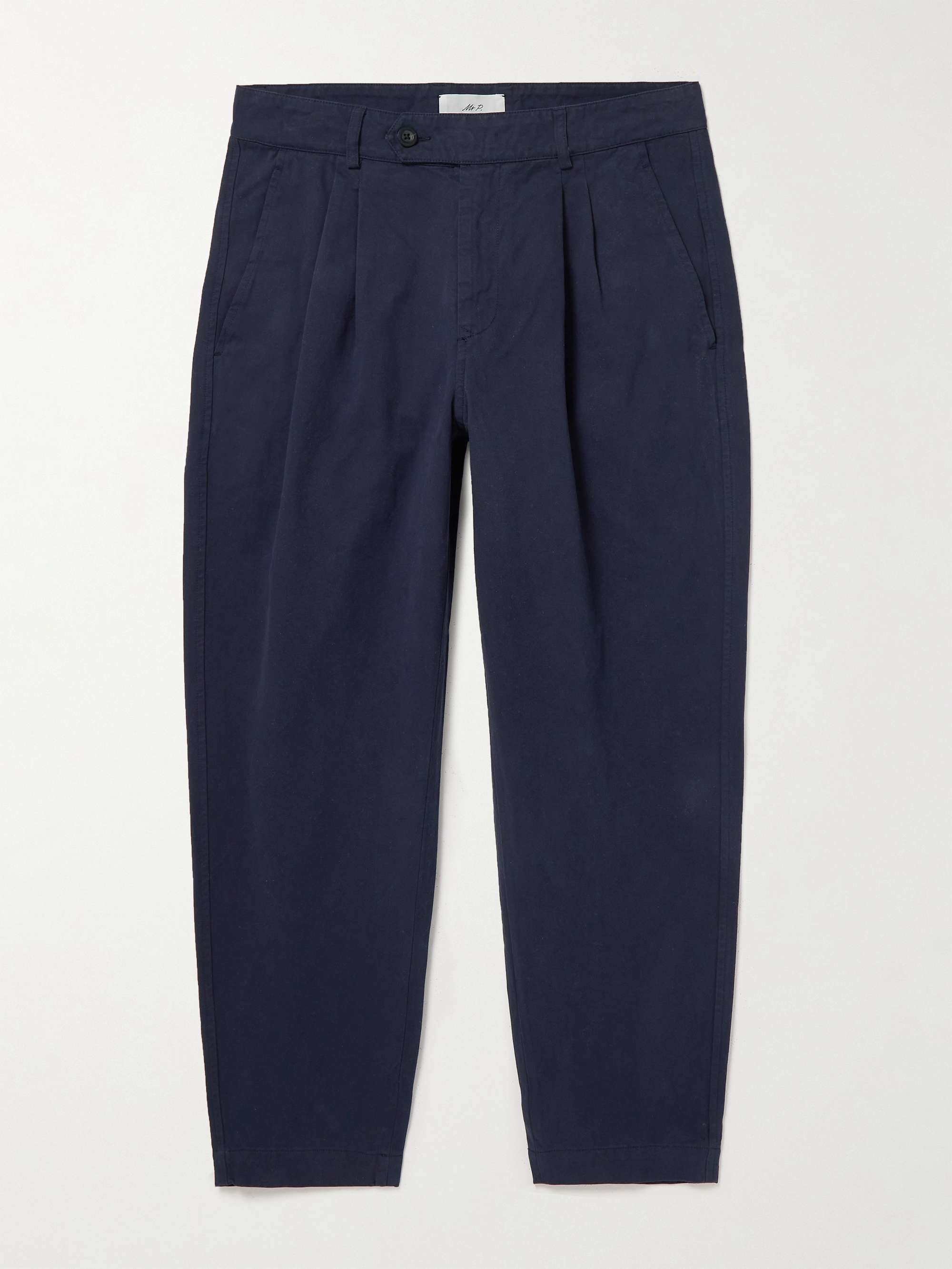 MR P. Tapered Cropped Garment-Dyed Organic Cotton-Twill Trousers