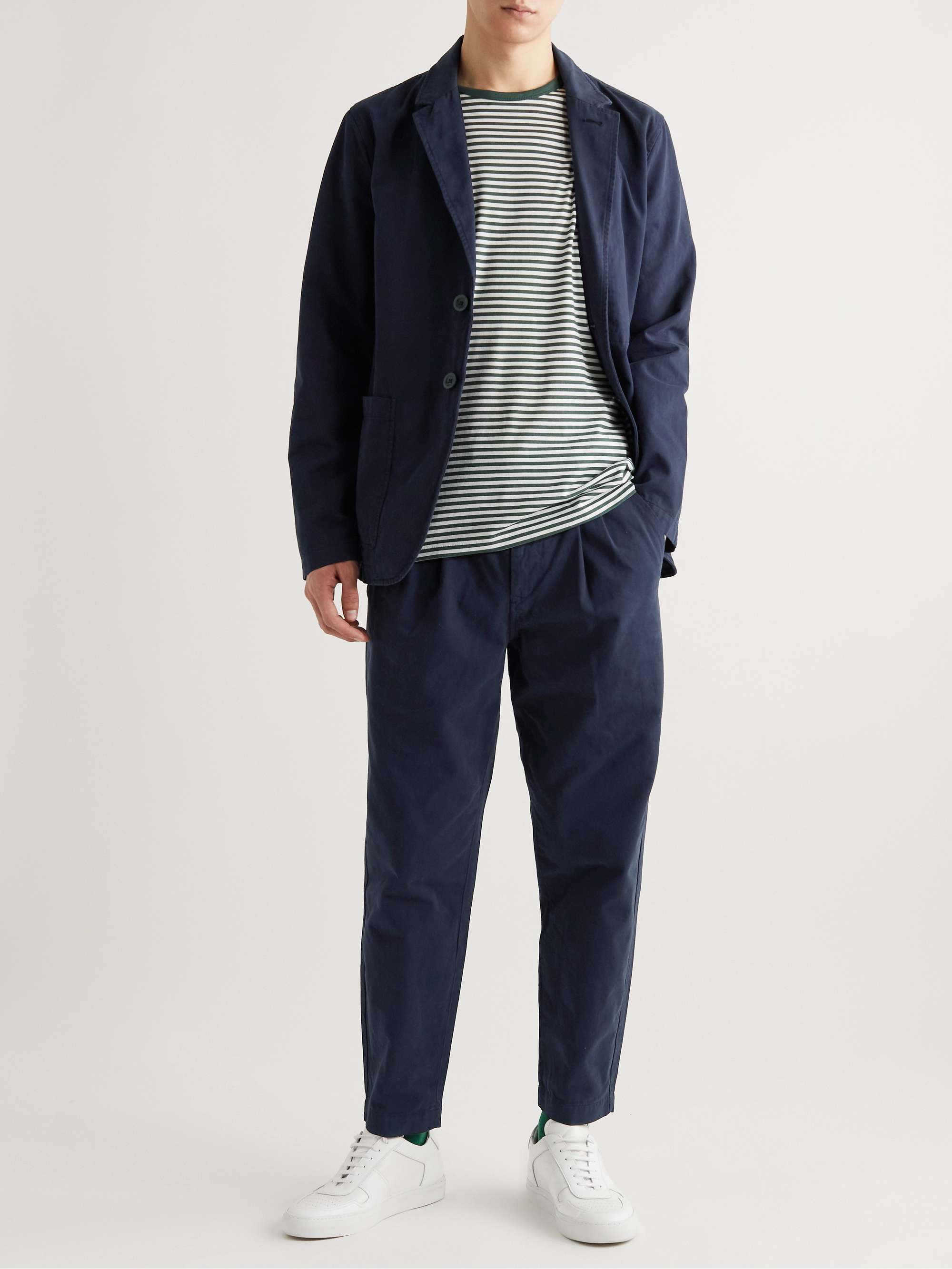 Cropped cotton-blend twill tapered pants