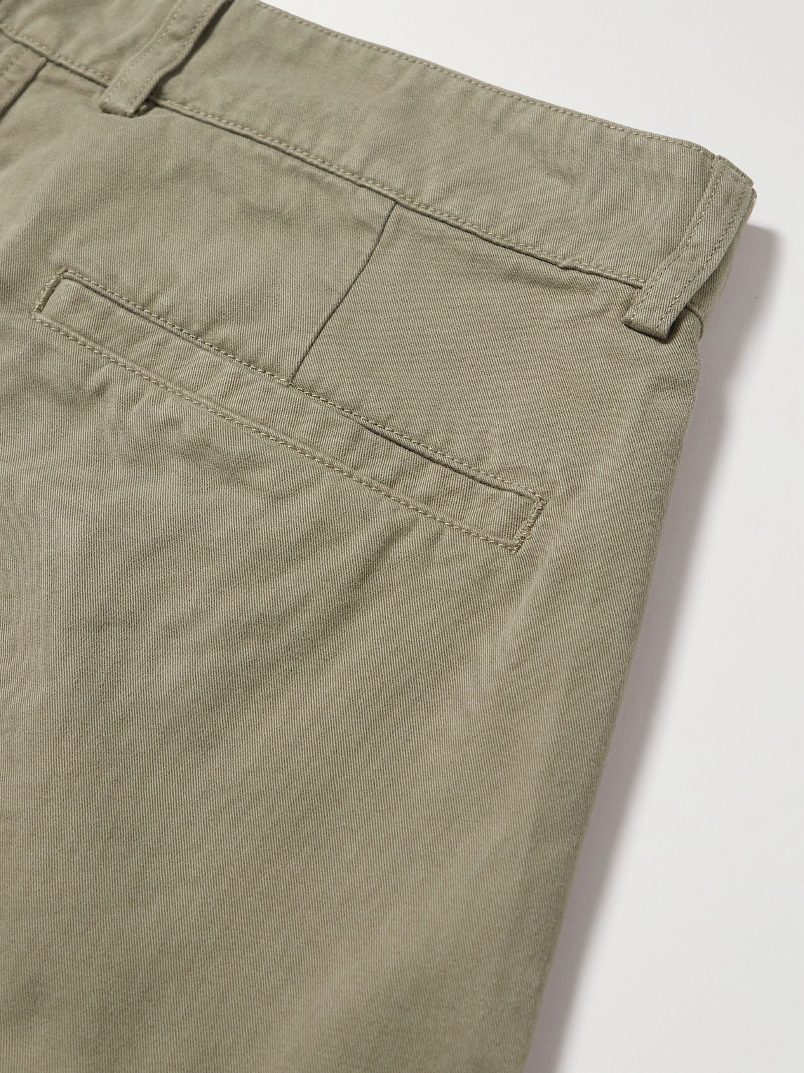 Shop Mr P Tapered Cropped Garment-dyed Organic Cotton-twill Trousers In Green