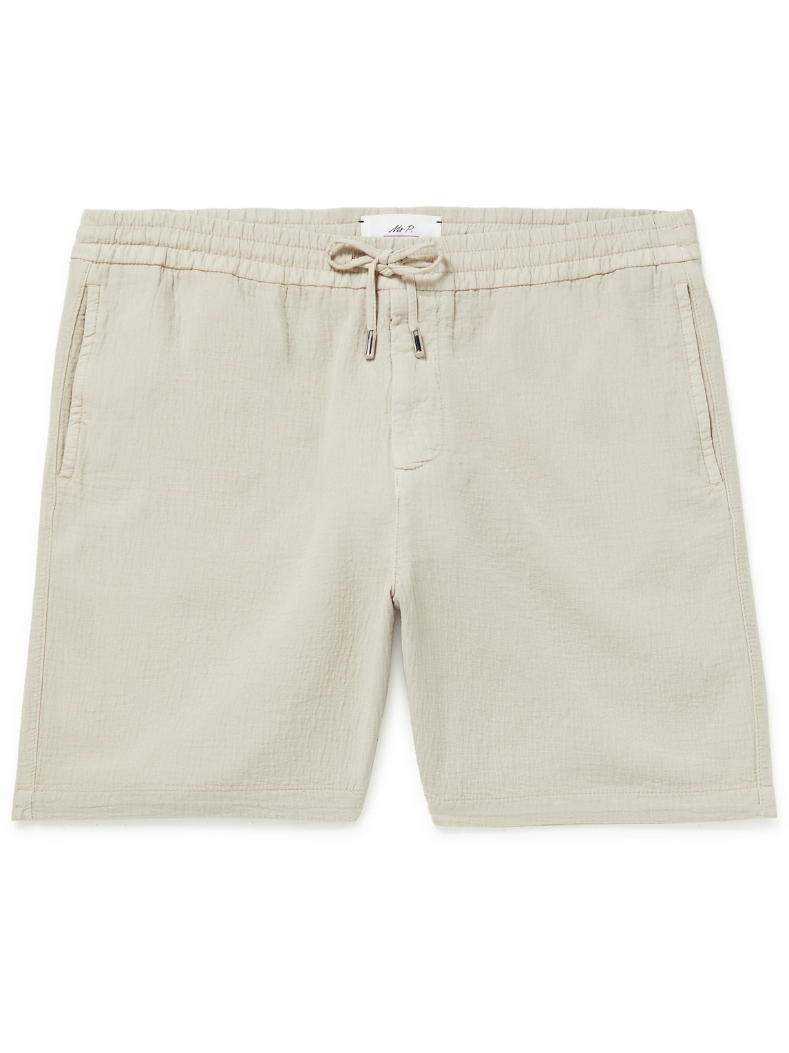 Straight-Leg Textured Cotton-Dobby Drawstring Shorts