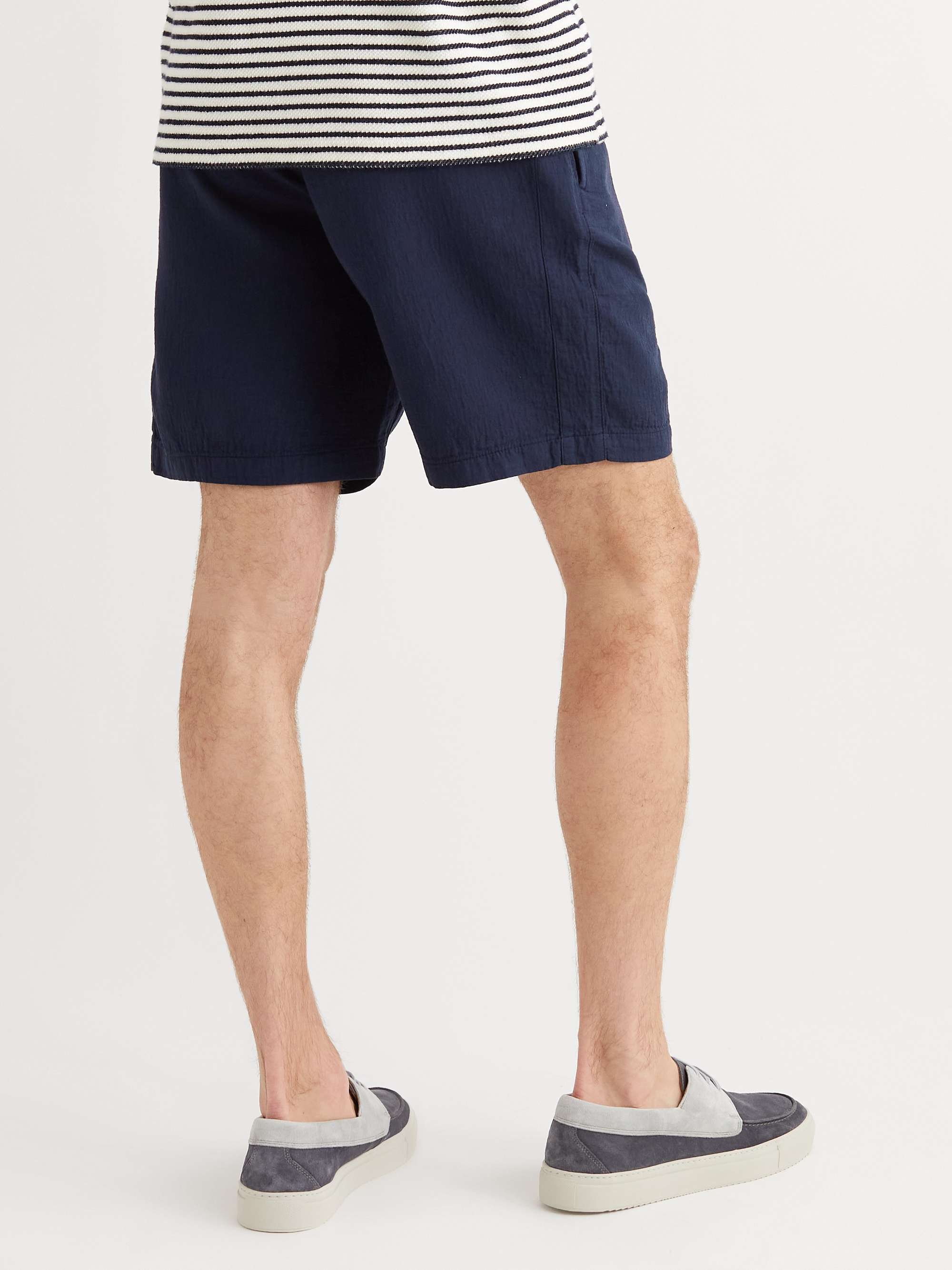 MR P. Straight-Leg Textured Cotton-Dobby Drawstring Shorts