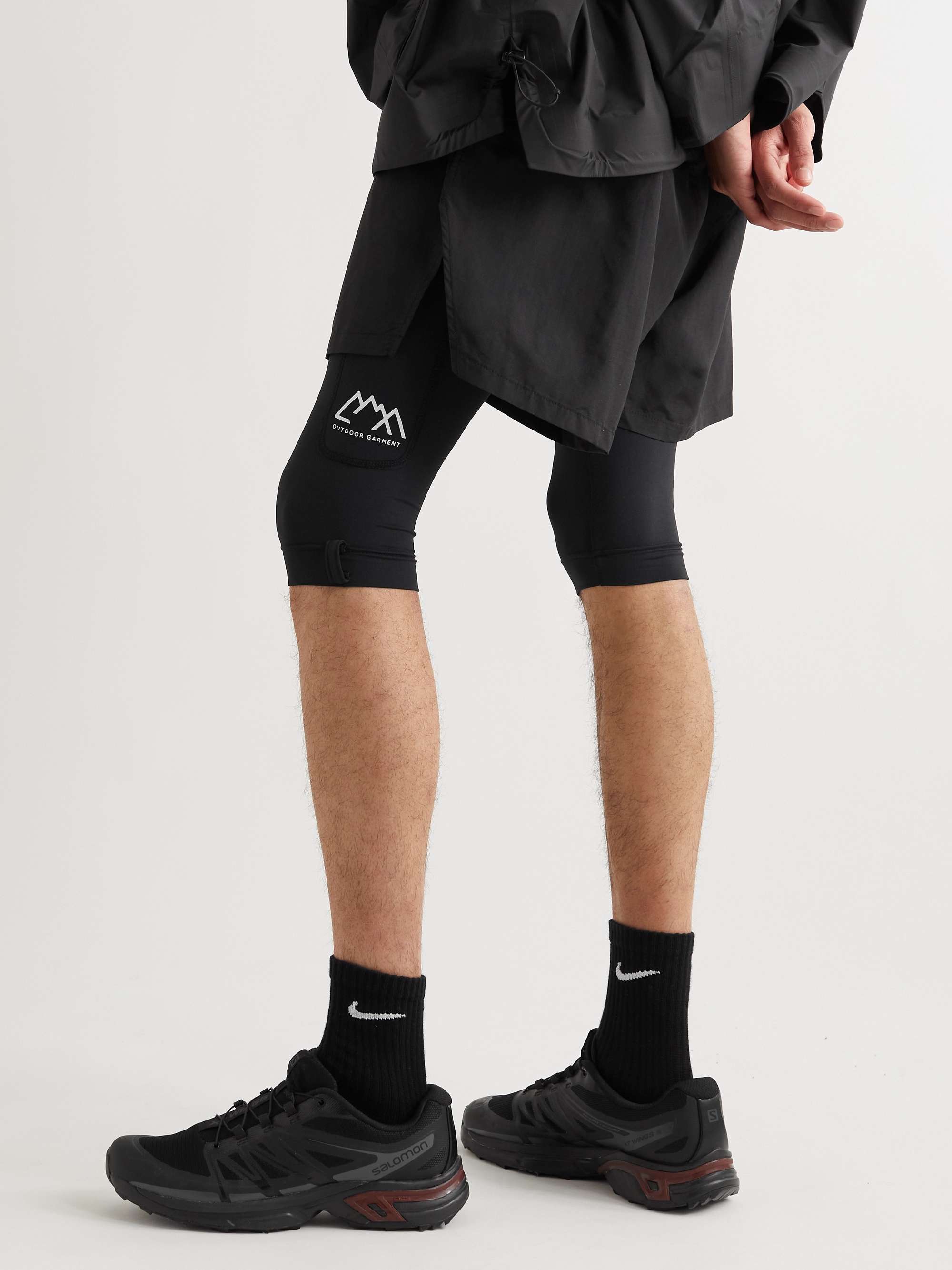 COMFY OUTDOOR GARMENT 2-in-1 Wide-Leg Belted Ripstop and Stretch-Jersey Shorts