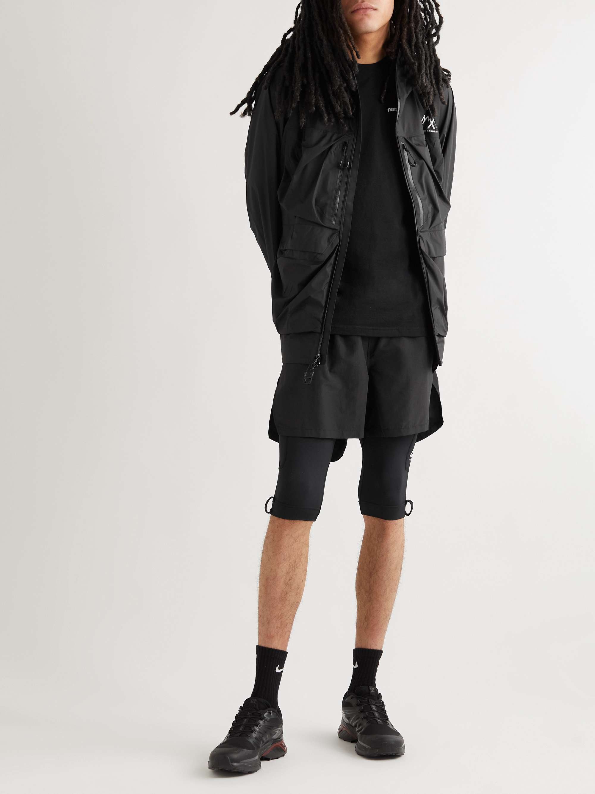 COMFY OUTDOOR GARMENT 2-in-1 Wide-Leg Belted Ripstop and Stretch-Jersey Shorts