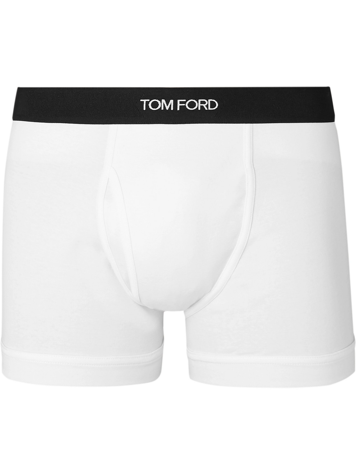 Tom Ford Logo Waistband Stretch-cotton Boxer Shorts In White