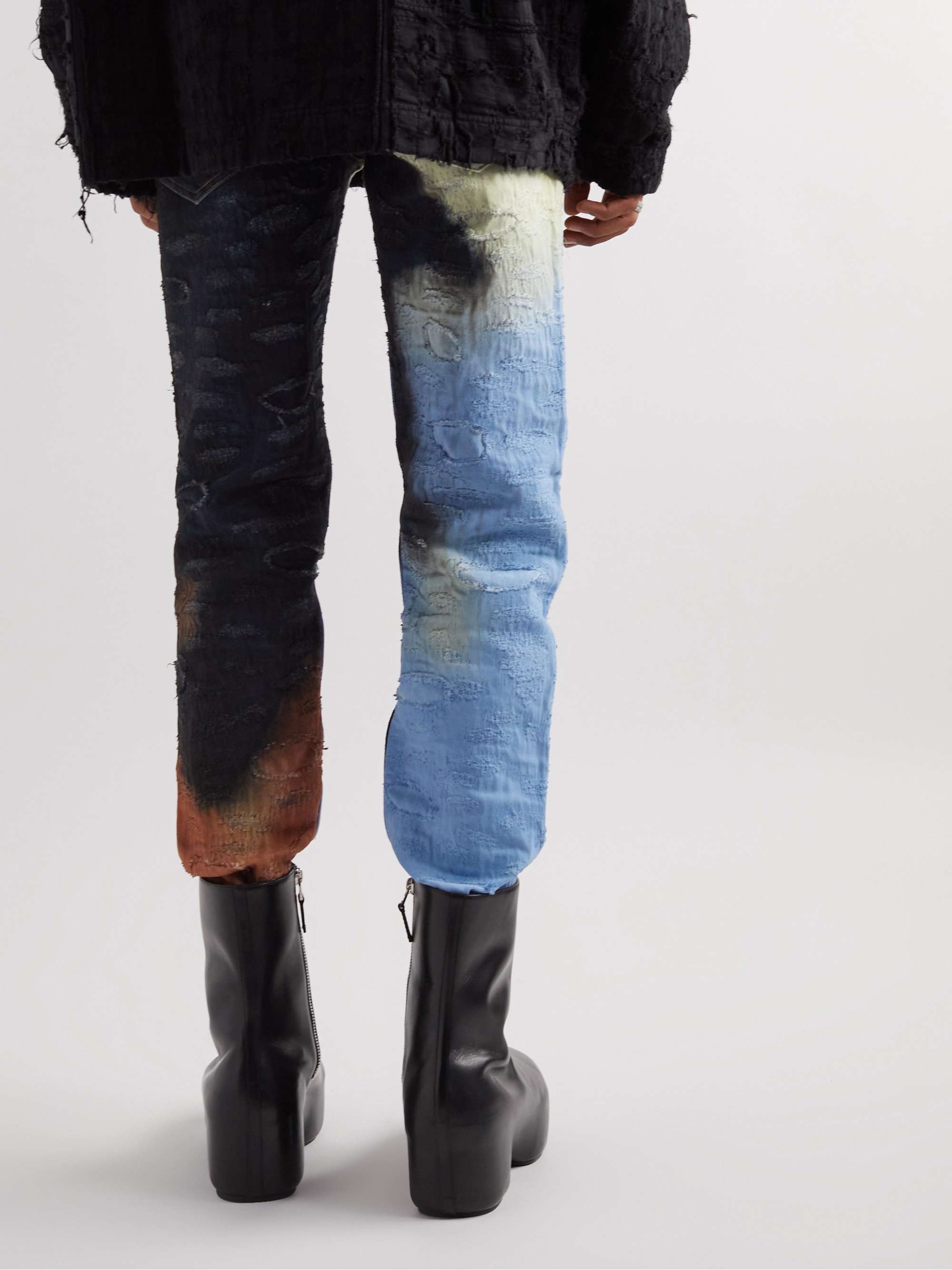 GIVENCHY Slim-Fit Tapered Distressed Tie-Dyed Jeans