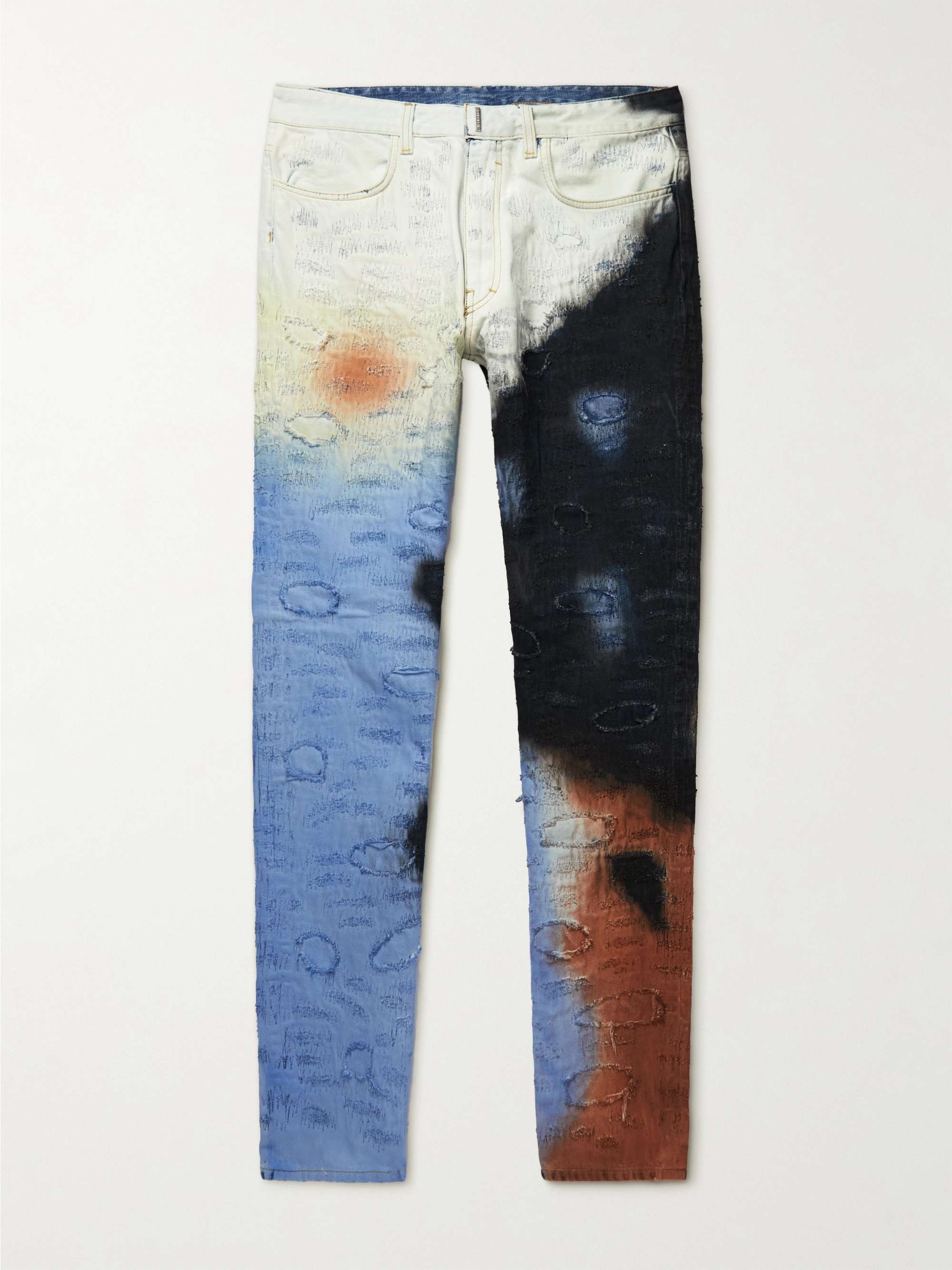 GIVENCHY Slim-Fit Tapered Distressed Tie-Dyed Jeans for Men