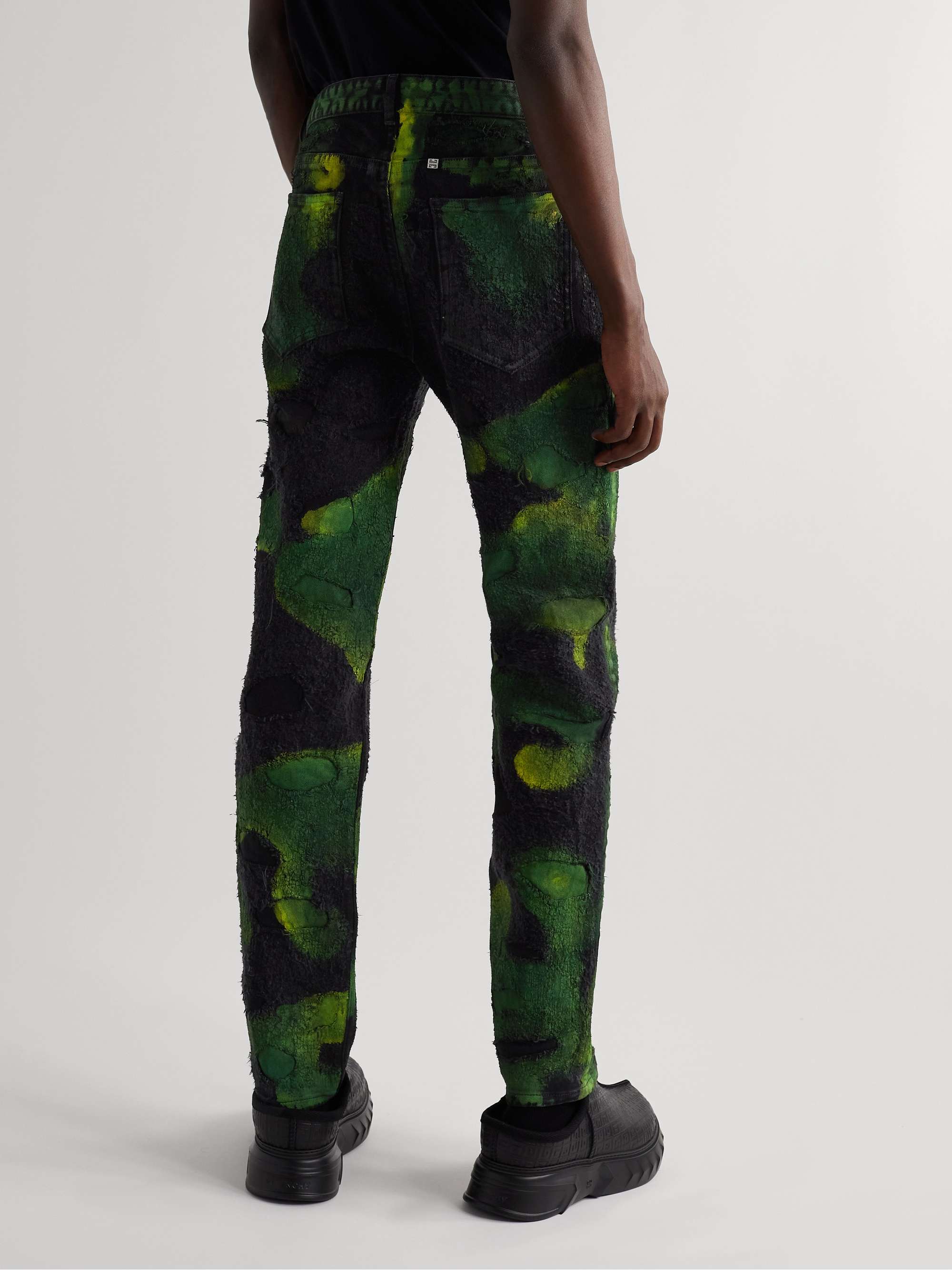 GIVENCHY Straight-Leg Distressed Painted Jeans