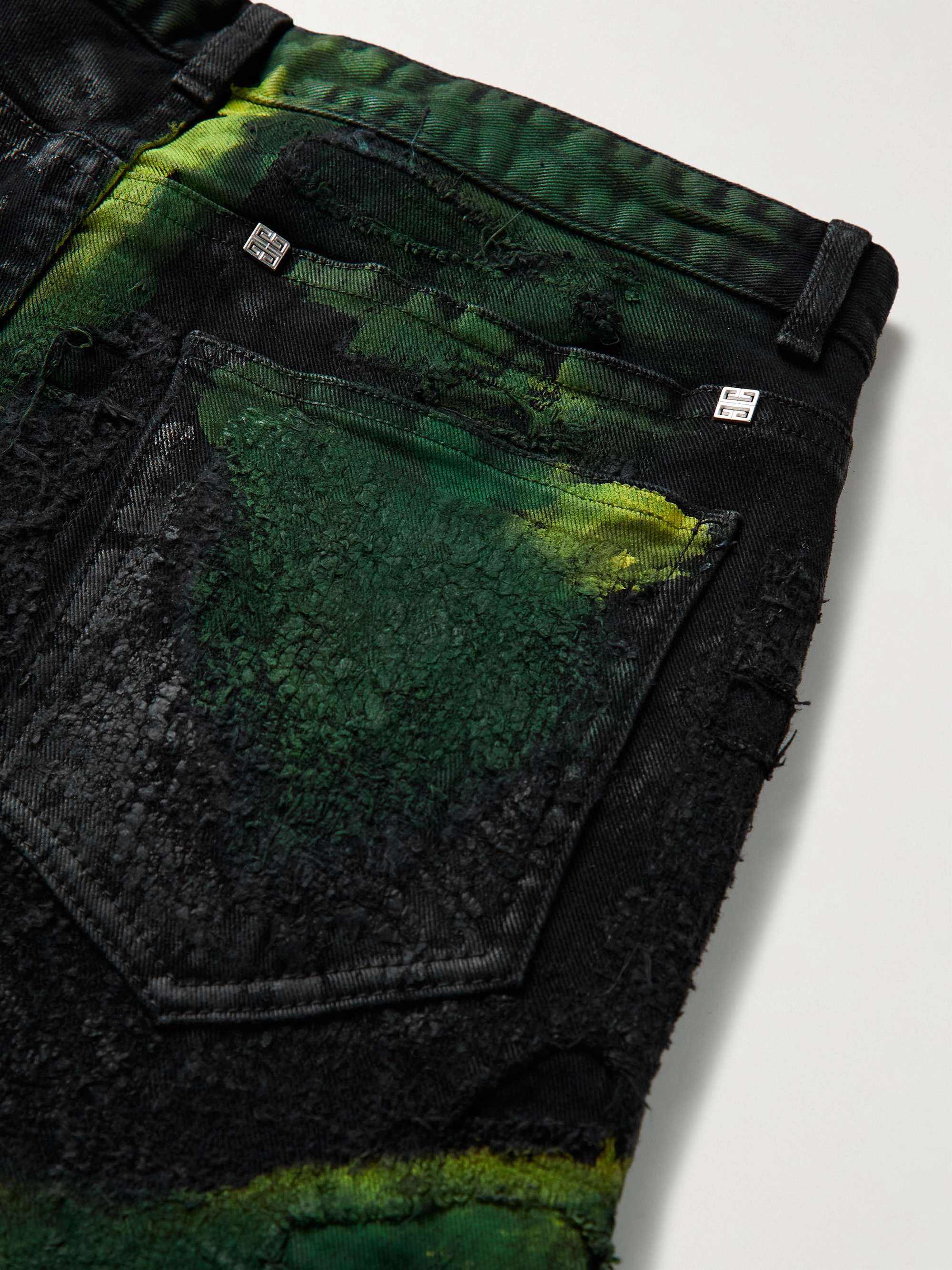GIVENCHY Straight-Leg Distressed Painted Jeans