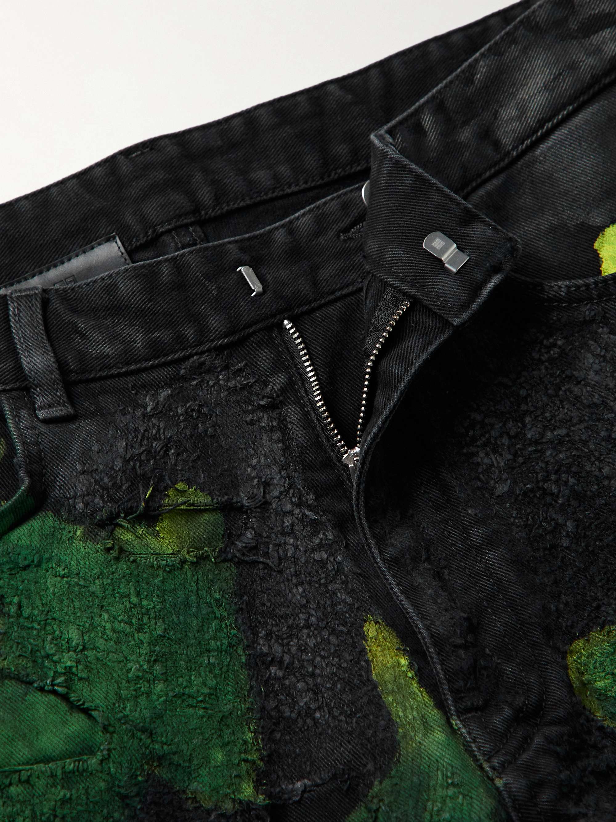 GIVENCHY Straight-Leg Distressed Painted Jeans