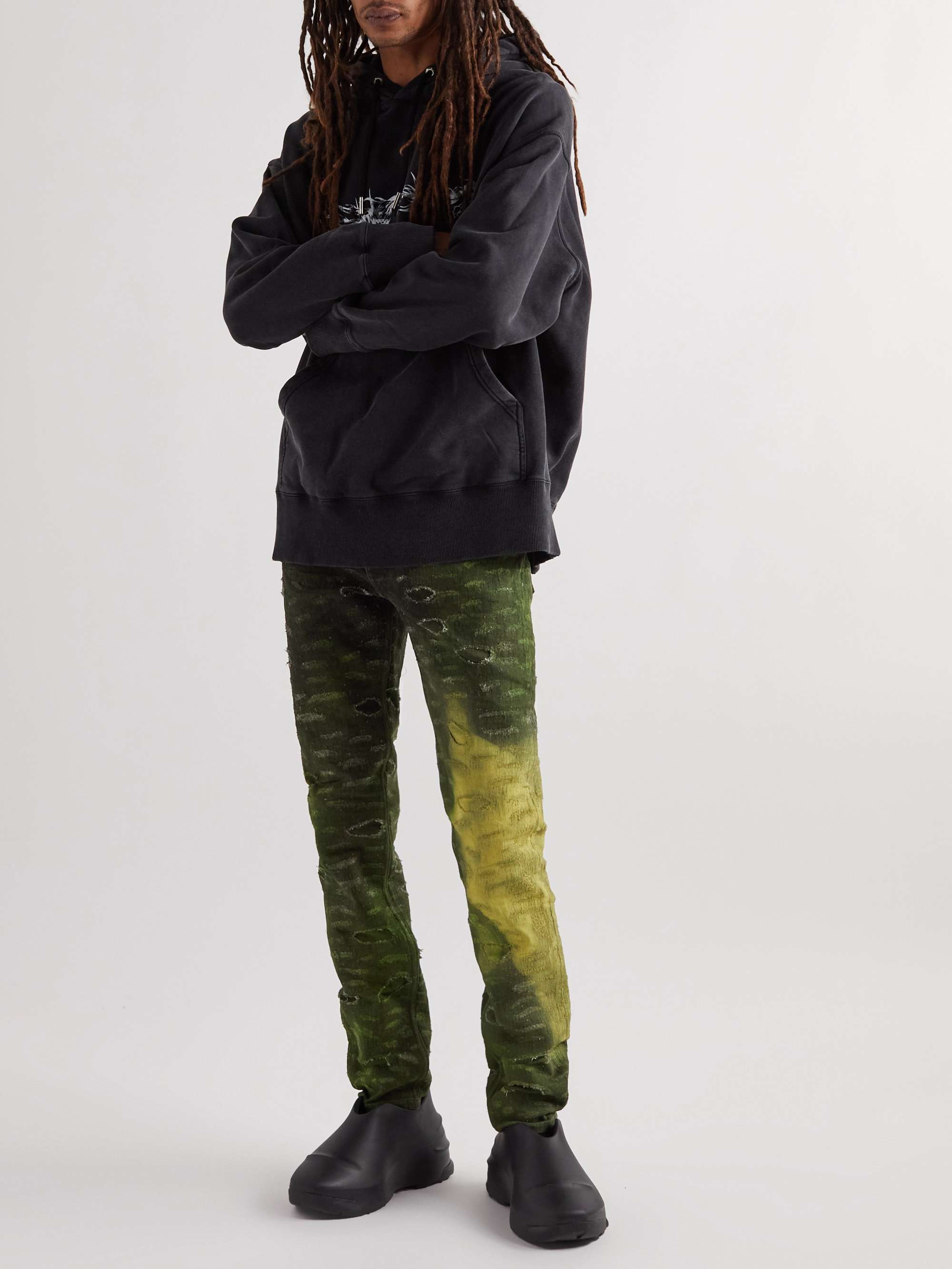 GIVENCHY Slim-Fit Tapered Distressed Tie-Dyed Jeans