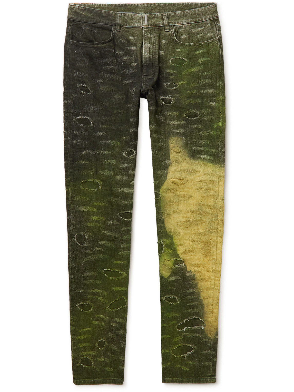 Slim-Fit Tapered Distressed Tie-Dyed Jeans