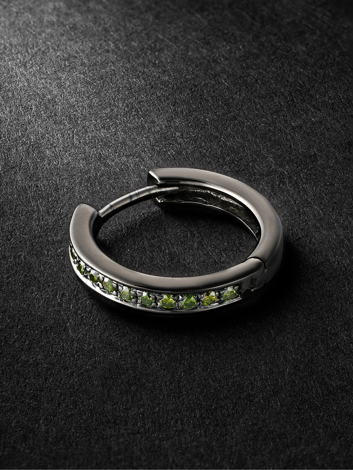 Kolours Jewelry Fortis Medium Blackened Gold Diamond Single Hoop Earring In Green