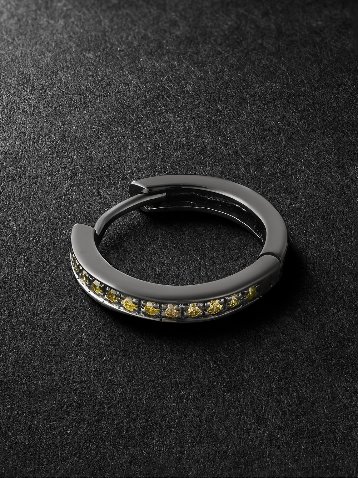 Kolours Jewelry Fortis Medium Blackened Gold Diamond Single Hoop Earring In Yellow
