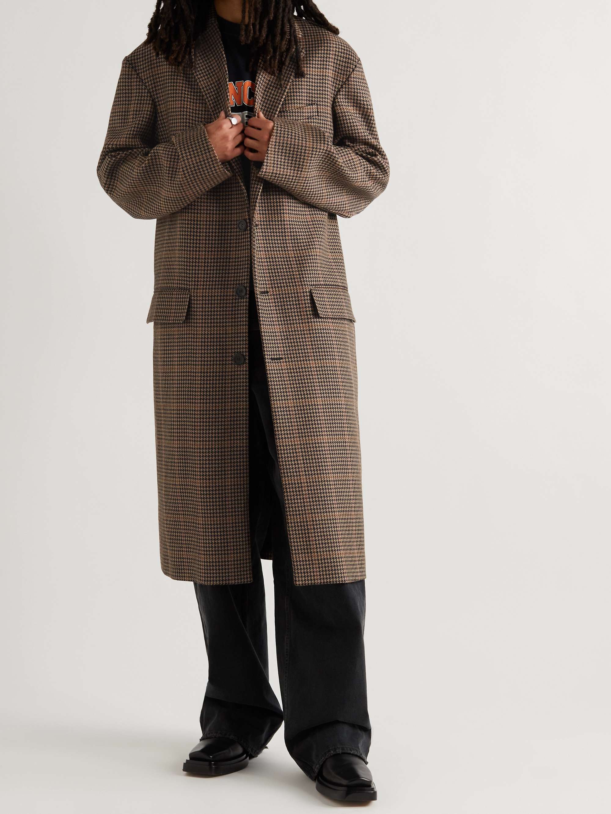 houndstooth wool blend coat