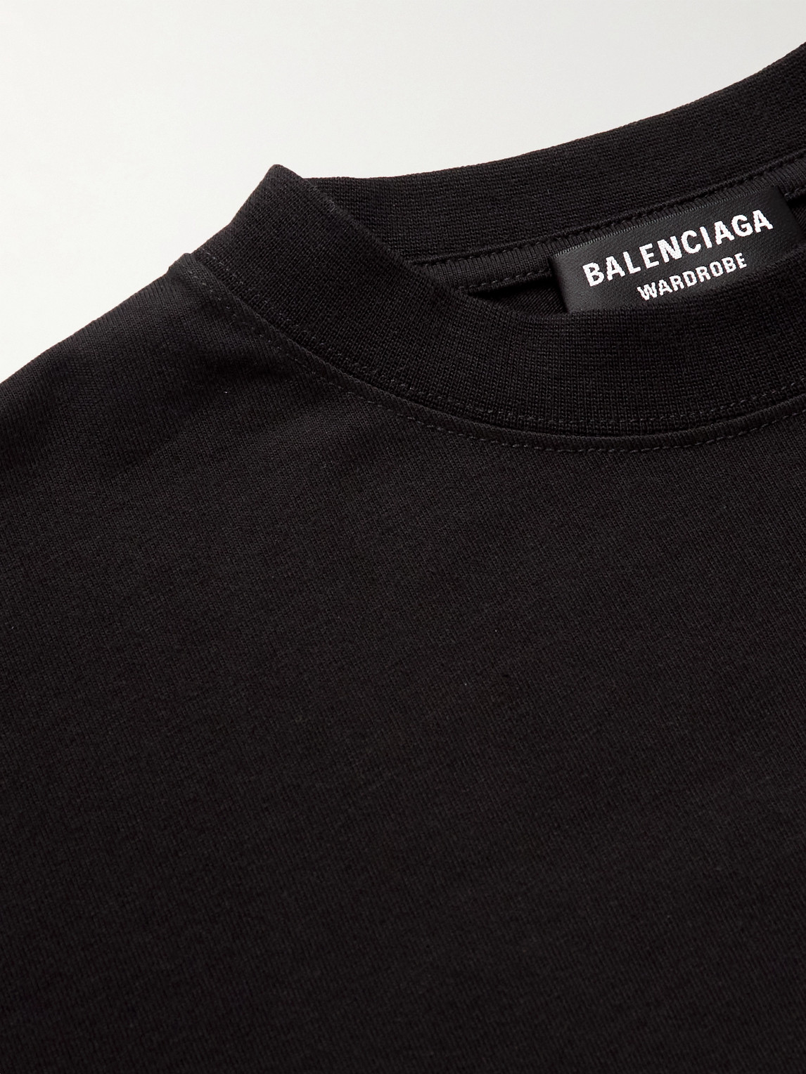 Shop Balenciaga Oversized Logo-embroidered Cotton-jersey T-shirt In Black