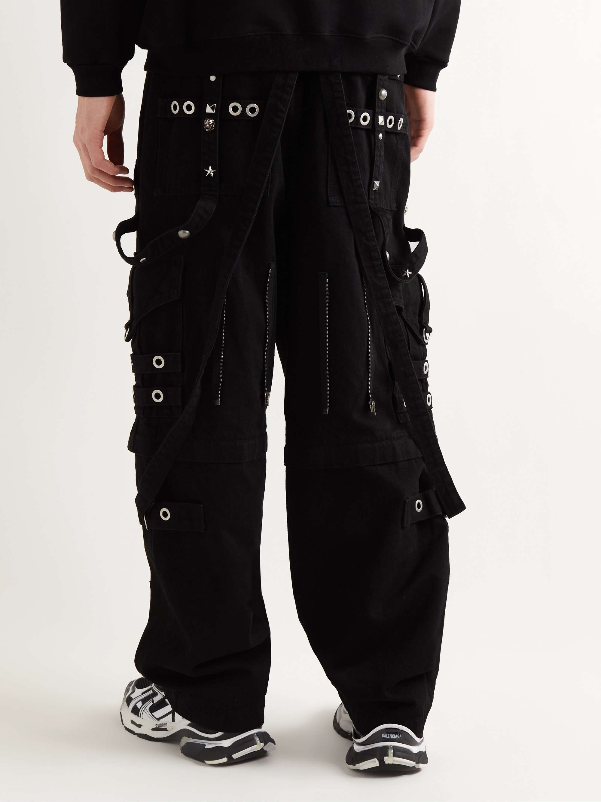 BALENCIAGA Raver Wide-Leg Convertible Studded Jeans