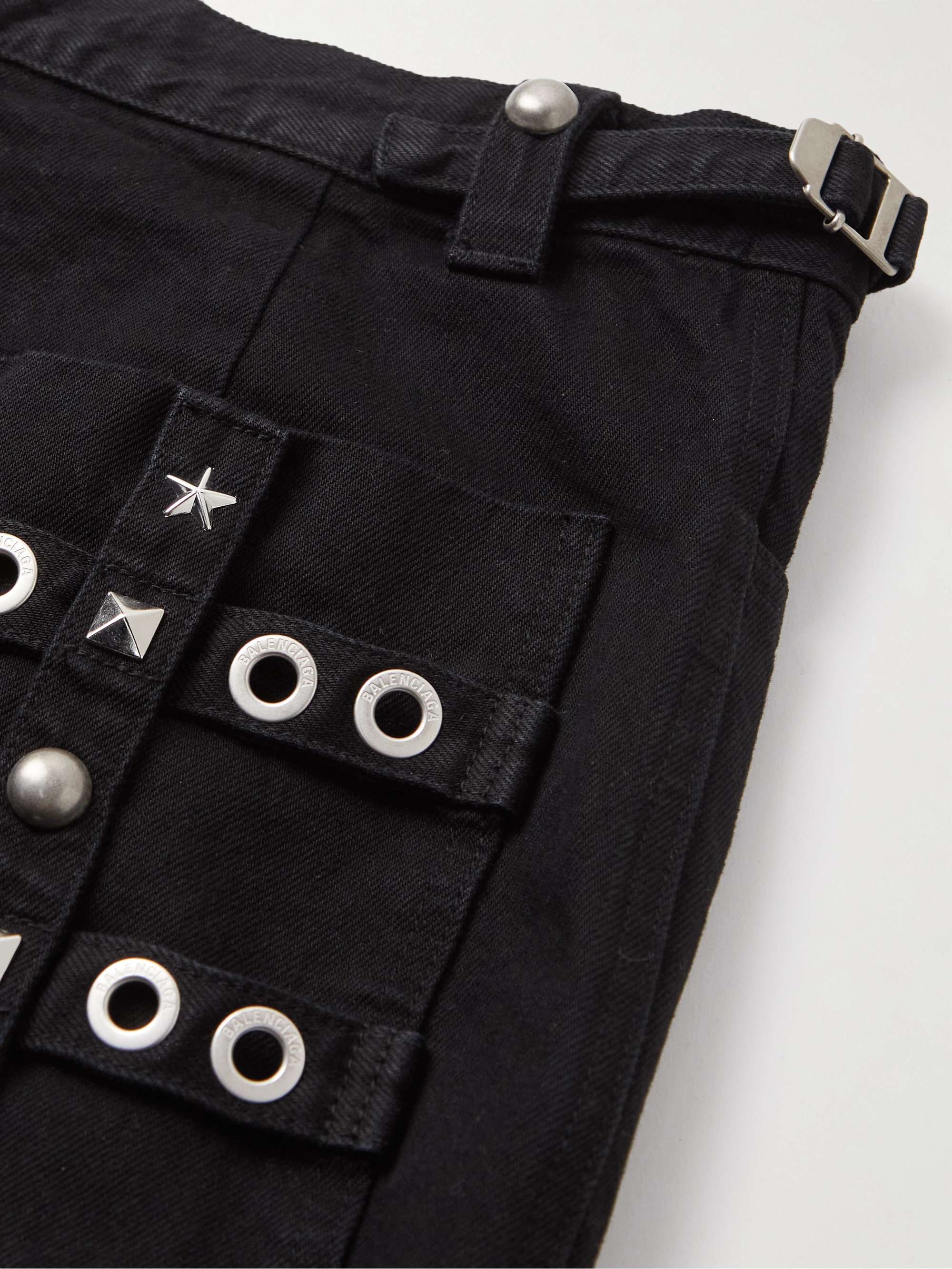 BALENCIAGA Raver Wide-Leg Convertible Studded Jeans