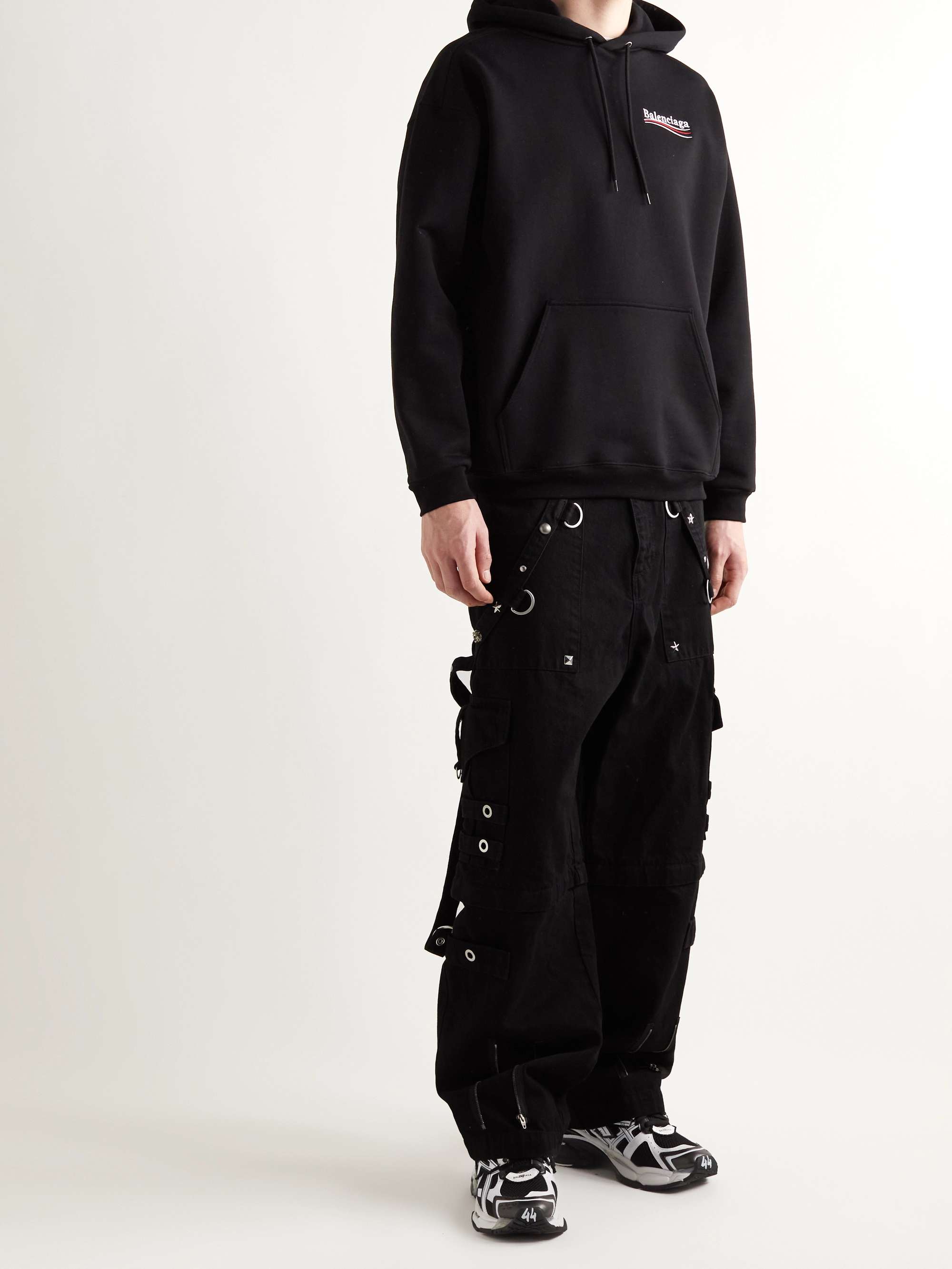 BALENCIAGA Raver Wide-Leg Convertible Studded Jeans