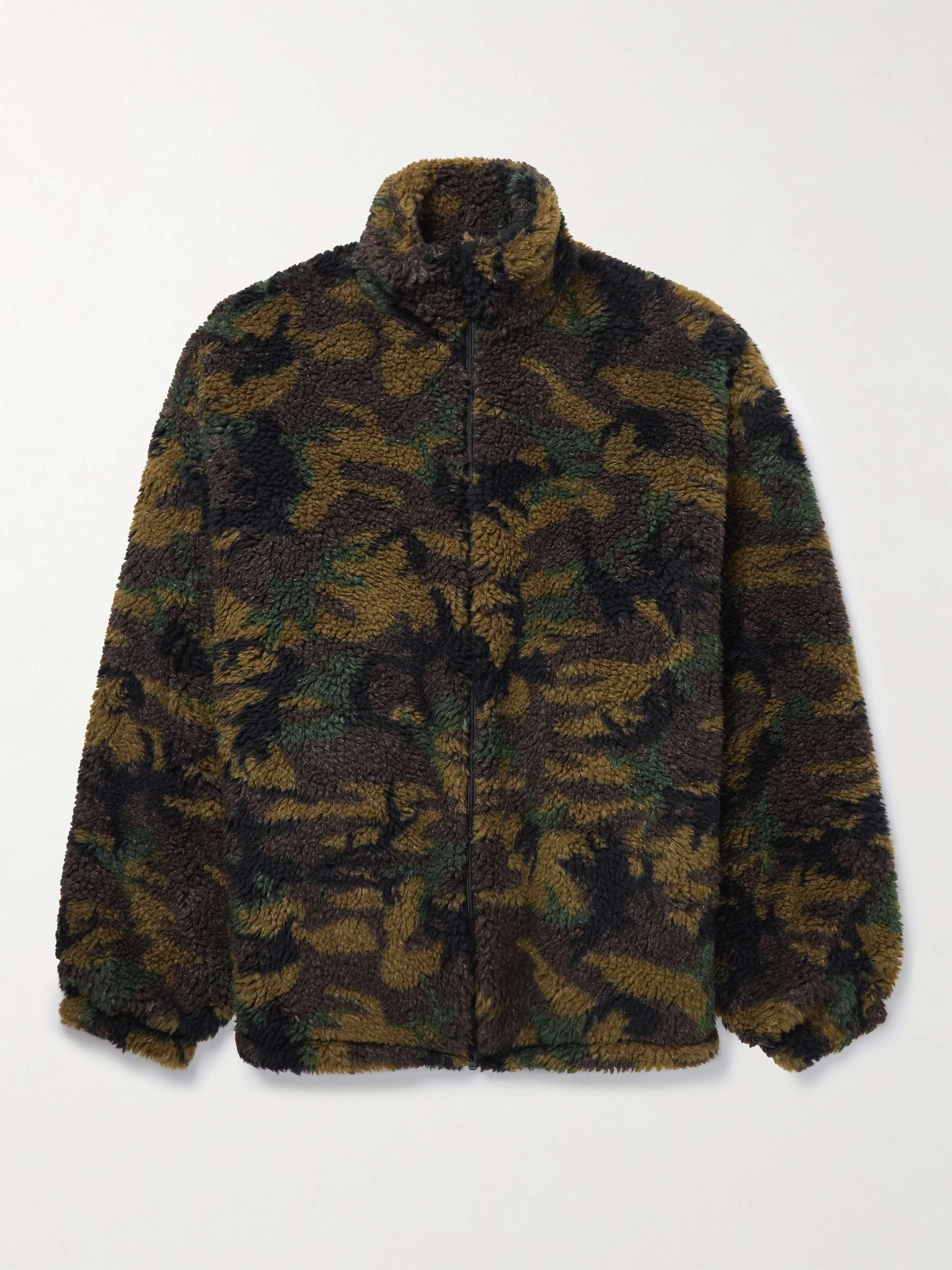 Oversized Padded Camouflage-Print Fleece Jacket