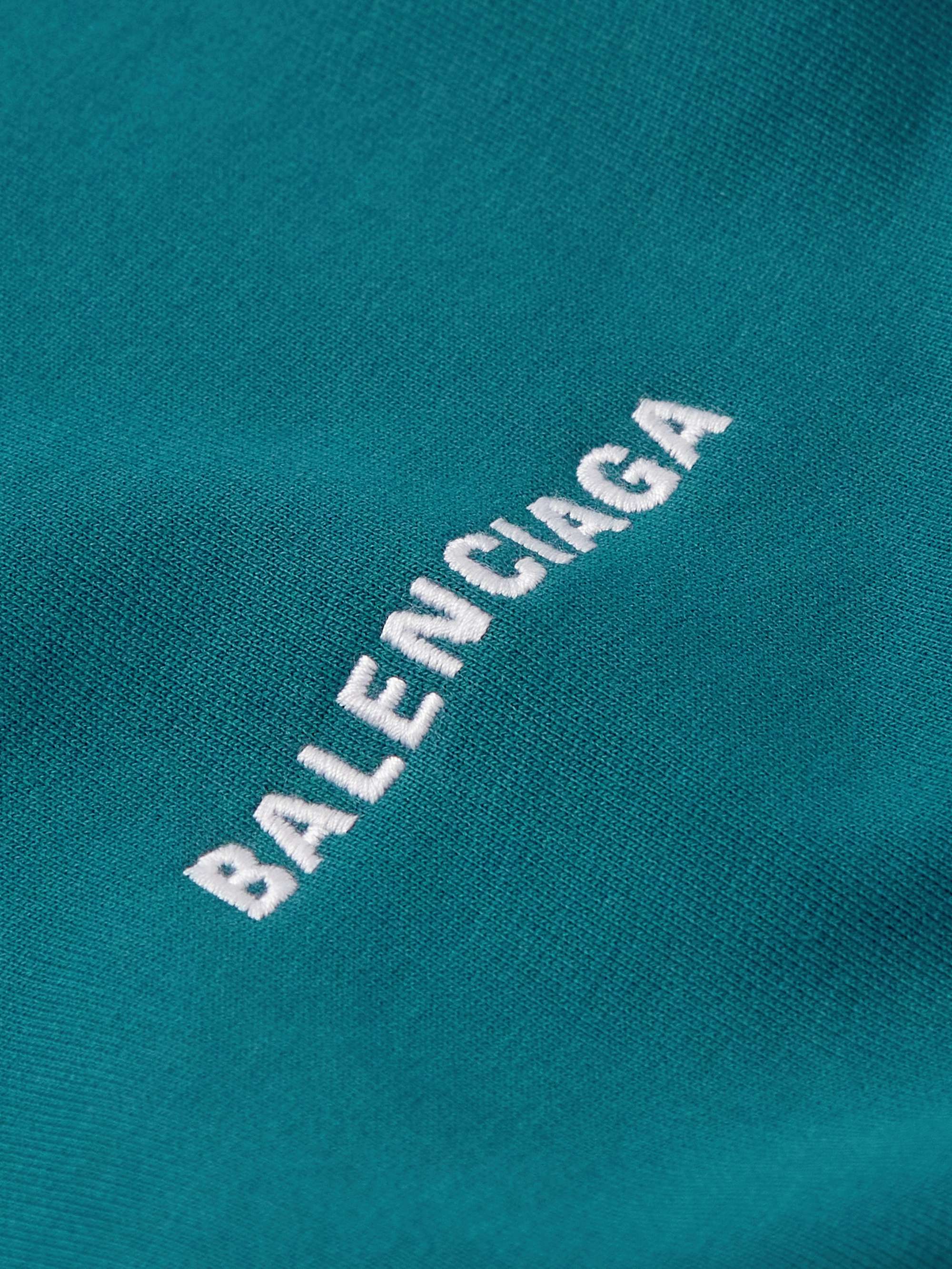 BALENCIAGA Logo-Embroidered Cotton-Jersey Hoodie