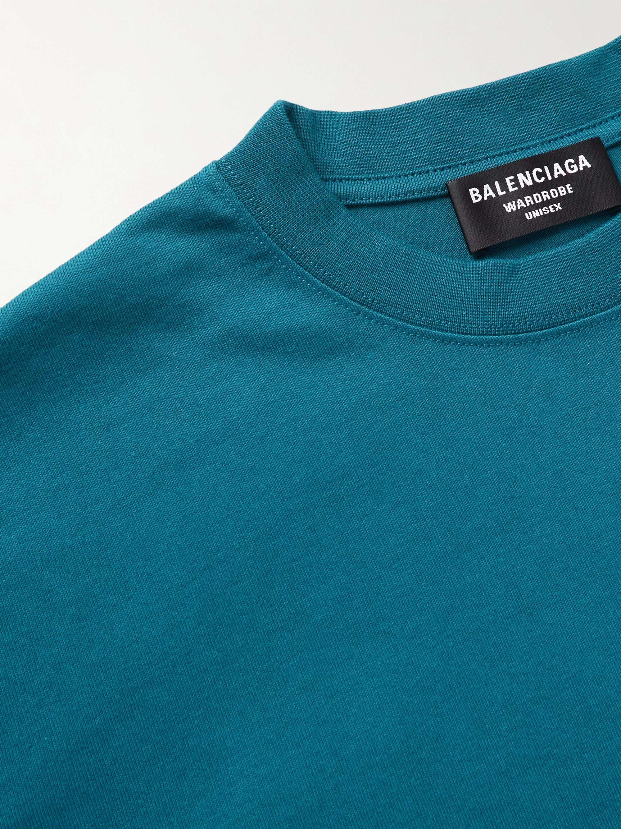 BALENCIAGA Oversized Logo-Embroidered Cotton-Jersey T-Shirt