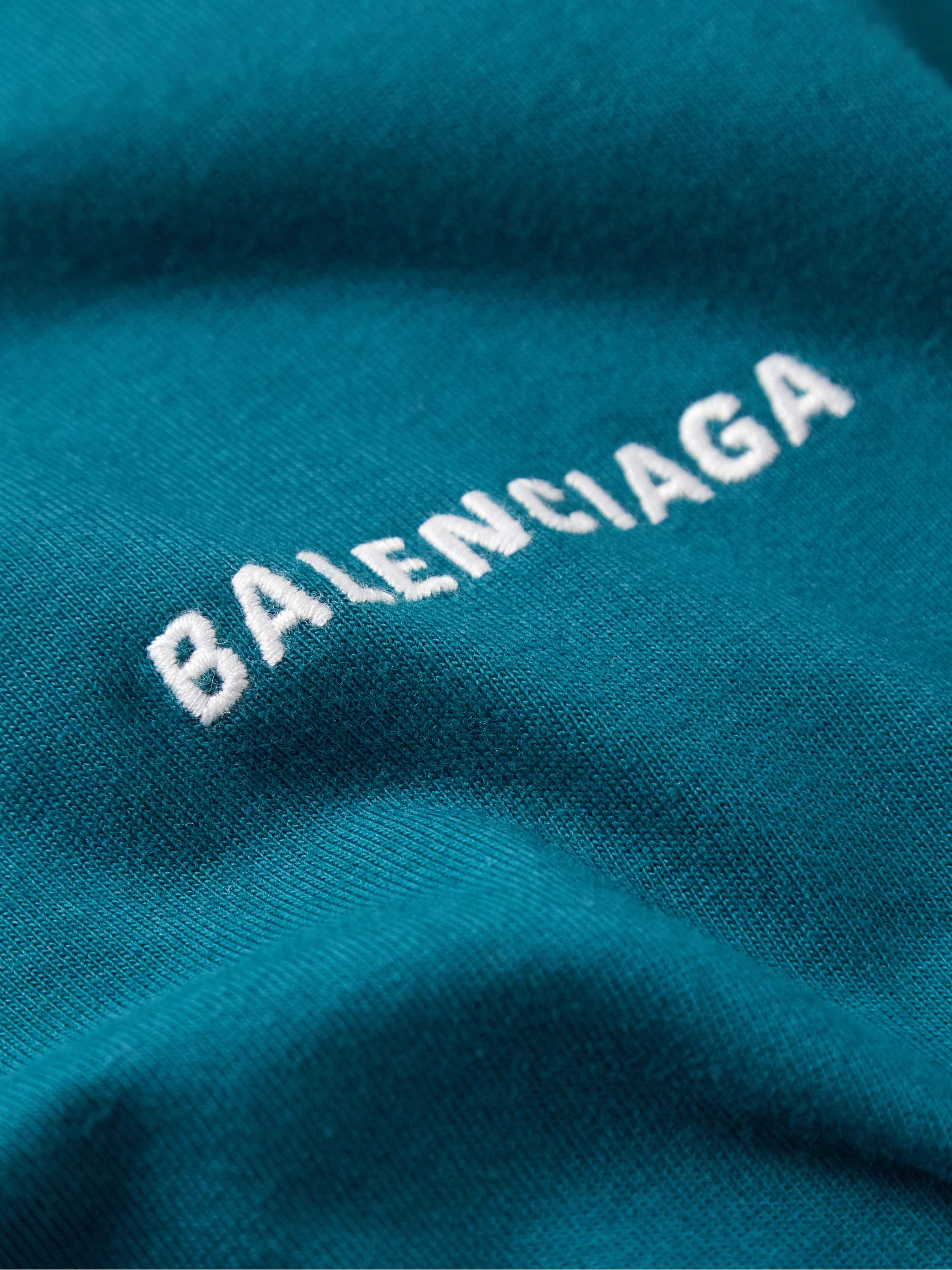 BALENCIAGA Oversized Logo-Embroidered Cotton-Jersey T-Shirt