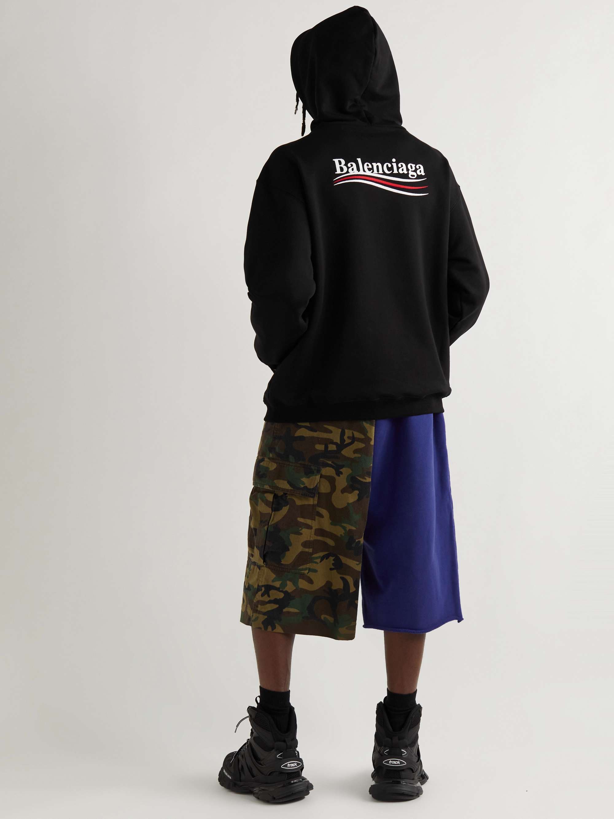 Balenciaga Distressed Logo Printed Hoodie