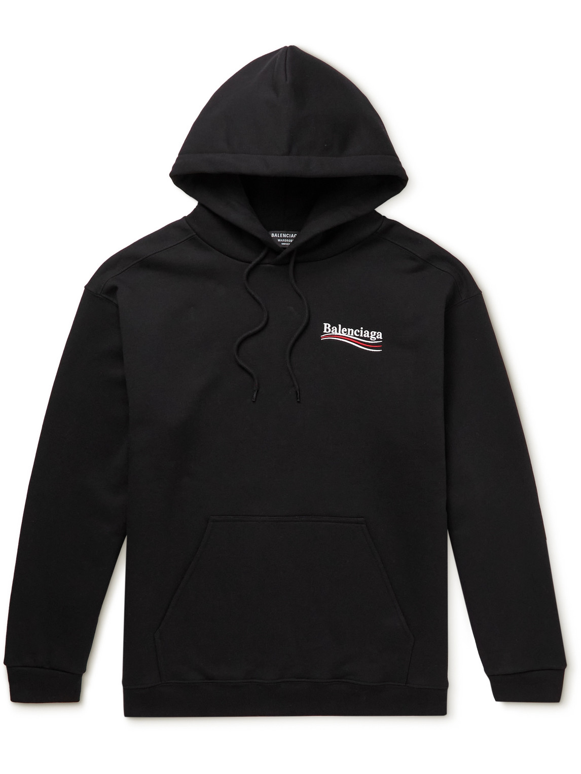 Balenciaga Logo-print Cotton-jersey Hoodie In Black