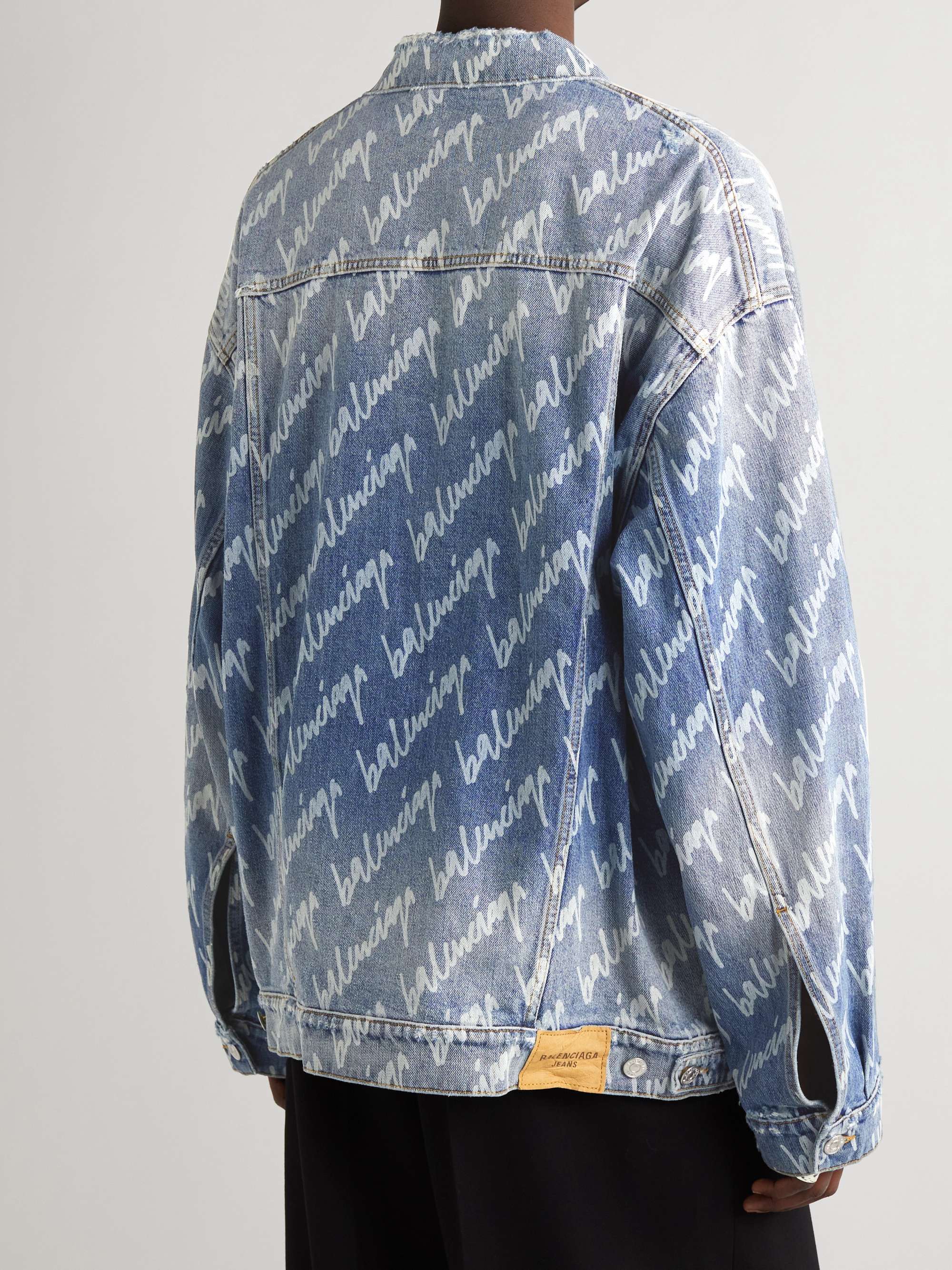 BALENCIAGA Oversized Logo-Print Denim Jacket