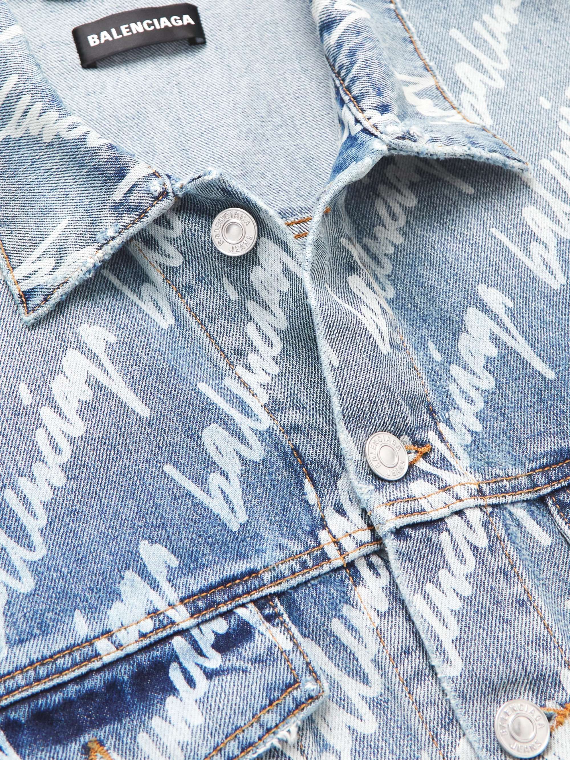 BALENCIAGA Oversized Logo-Print Denim Jacket