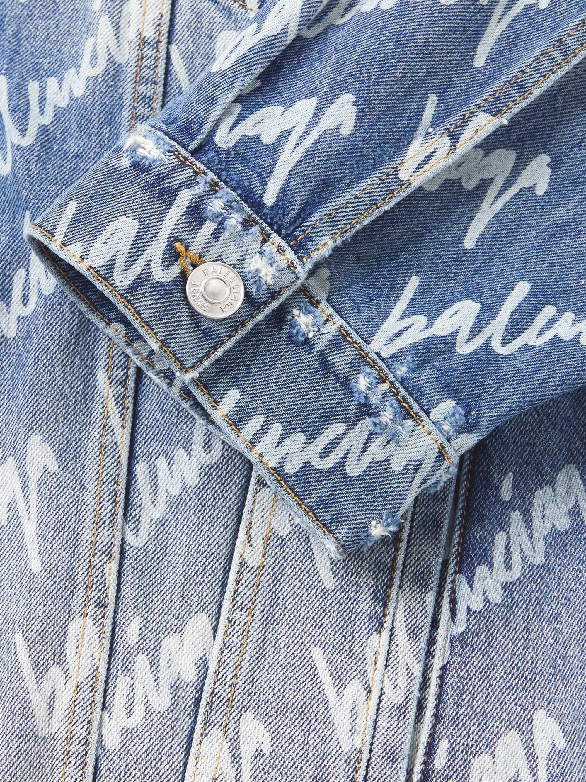 BALENCIAGA Oversized Logo-Print Denim Jacket