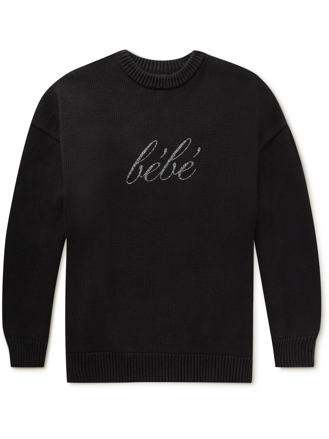 Balenciaga Crystal-embellished Cotton Sweater In Black