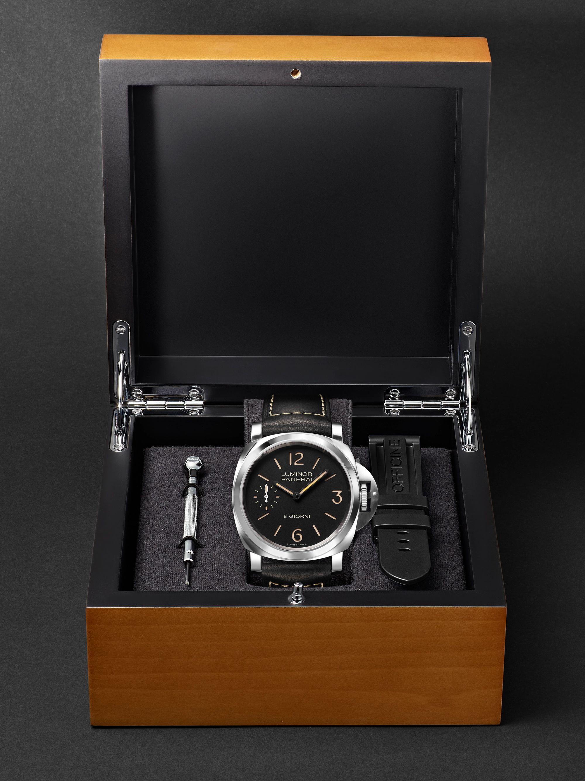PANERAI Luminor 8 Days 44mm Stainless Steel and Leather Watch, Ref. No. PAM00915