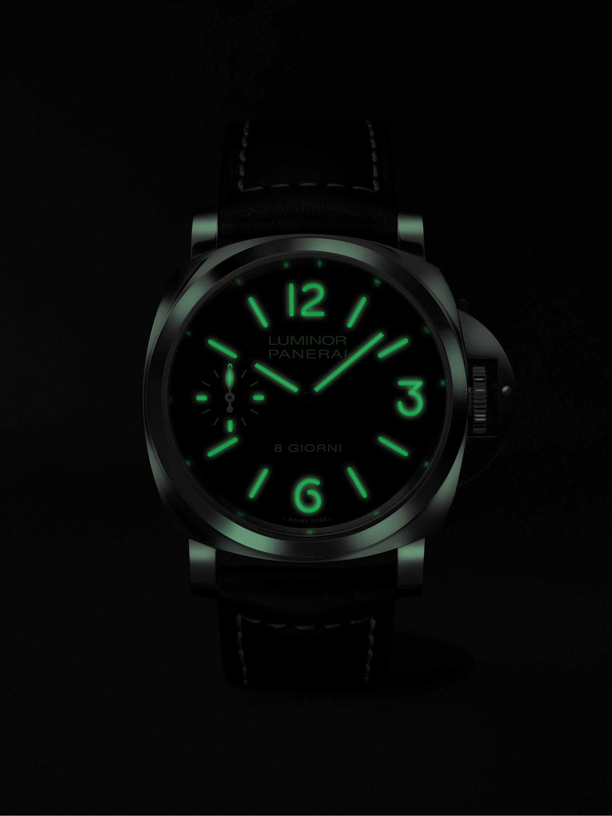PANERAI Luminor 8 Days 44mm Stainless Steel and Leather Watch, Ref. No. PAM00915