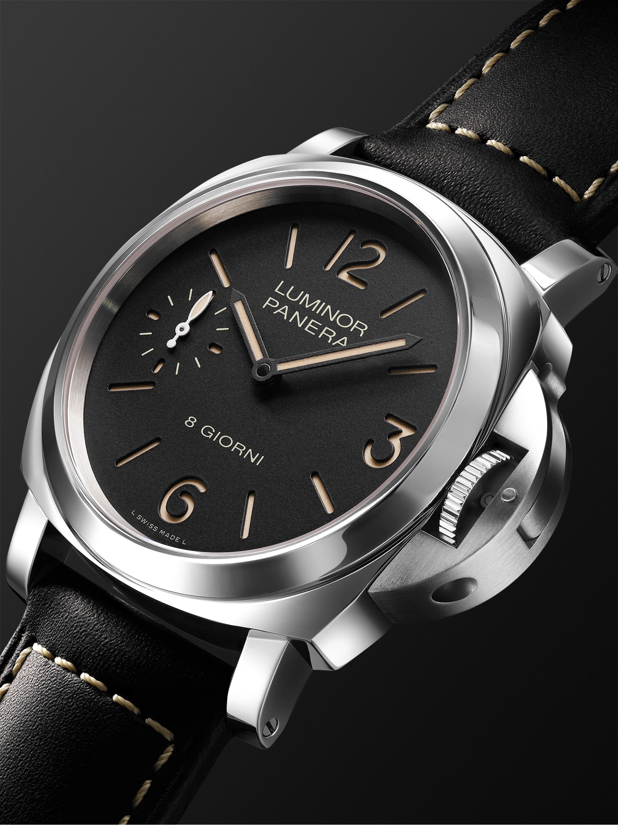 PANERAI Luminor 8 Days 44mm Stainless Steel and Leather Watch, Ref. No. PAM00915