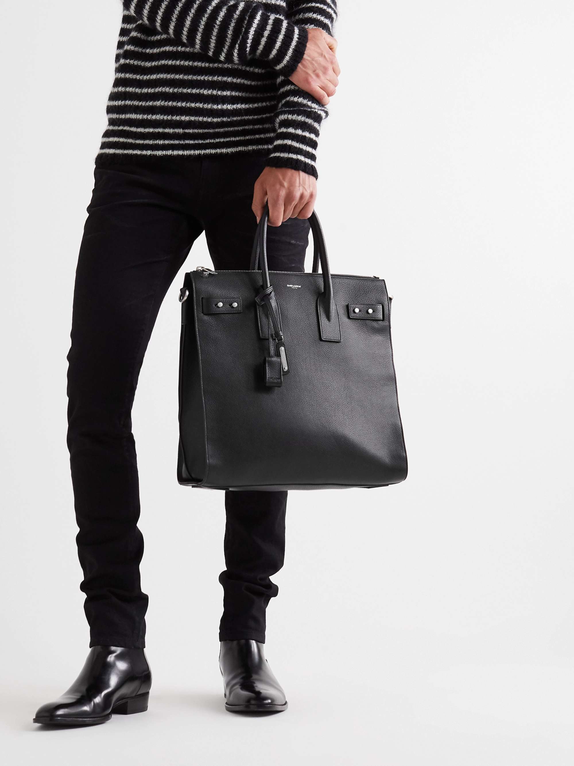 Saint Laurent Men's Sac de Jour Large Full-Grain Leather Tote Bag