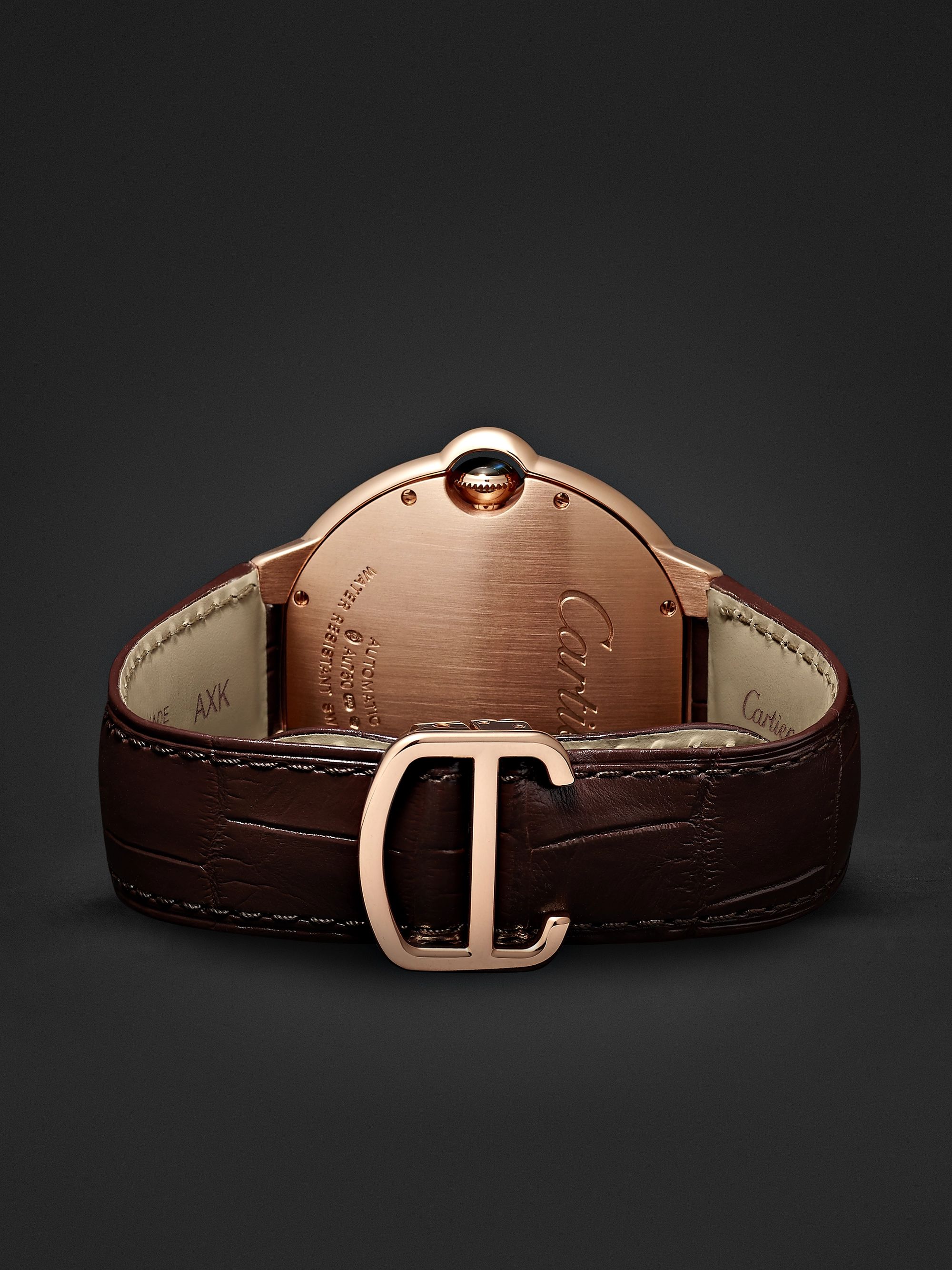 CARTIER Ballon Bleu de Cartier Automatic 42mm 18-Karat Pink Gold and Alligator Watch, Ref. No. CRWGBB0017