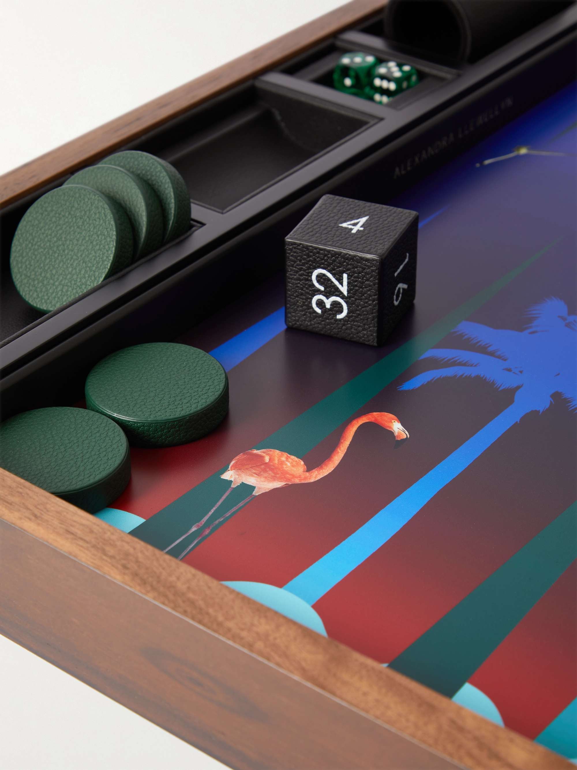 ALEXANDRA LLEWELLYN Dusk Ziricote Wood and Leather Backgammon Set