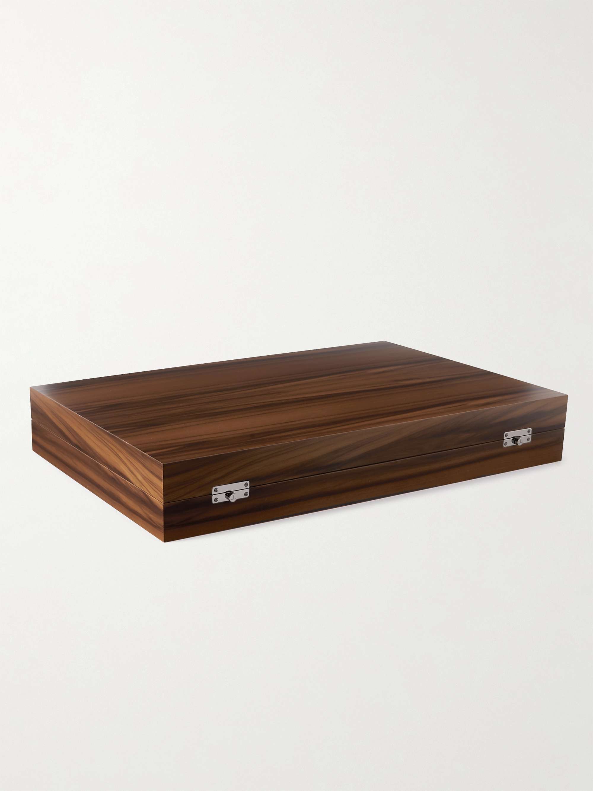 ALEXANDRA LLEWELLYN Midnight Marquetry Wood, Leather and Multi-Stone Backgammon Set