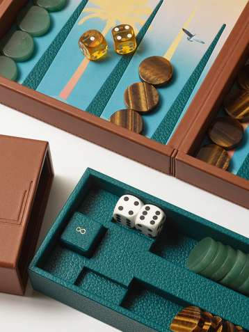 Game Backgammon, Orange Couture Leather